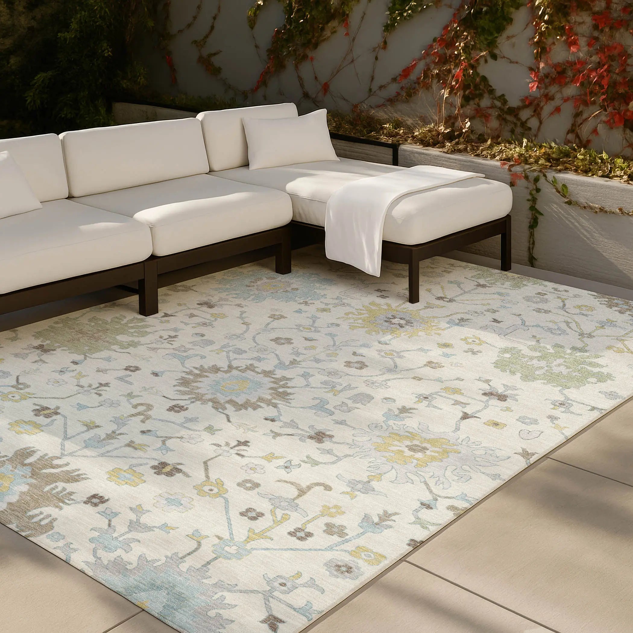 8' X 10' Ivory And Green Faux Bois Washable Indoor Outdoor Area Rug Homeroots Outdoor