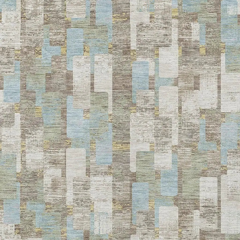 8' X 10' Ivory And Khaki Geometric Washable Indoor Outdoor Area Rug Homeroots Outdoor