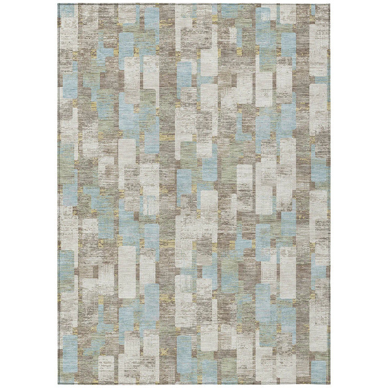8' X 10' Ivory And Khaki Geometric Washable Indoor Outdoor Area Rug Homeroots Outdoor