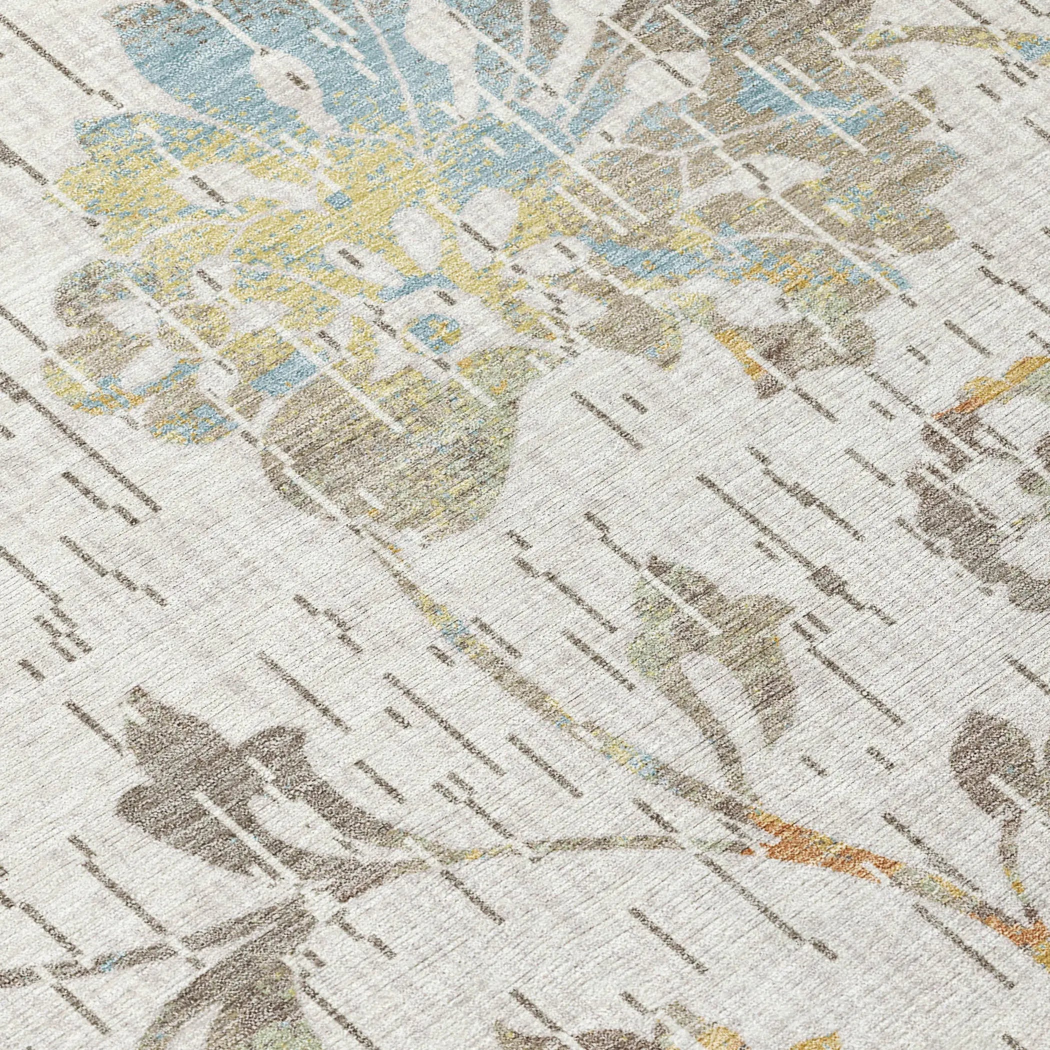 8' X 10' Ivory And Linen Floral Washable Indoor Outdoor Area Rug Homeroots Outdoor