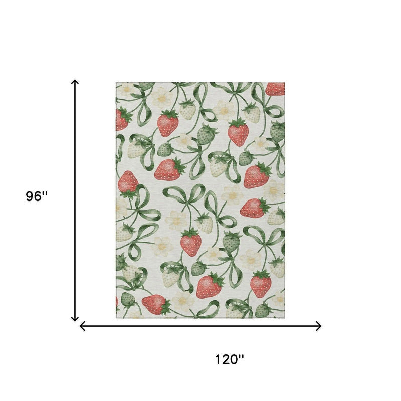 8' X 10' Ivory And Linen Floral Washable Indoor Outdoor Area Rug Homeroots Outdoor