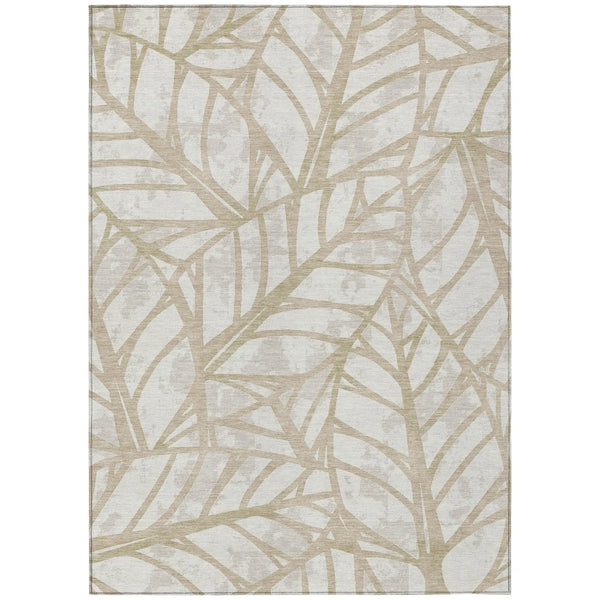8' X 10' Ivory And Linen Floral Washable Indoor Outdoor Area Rug Homeroots Outdoor