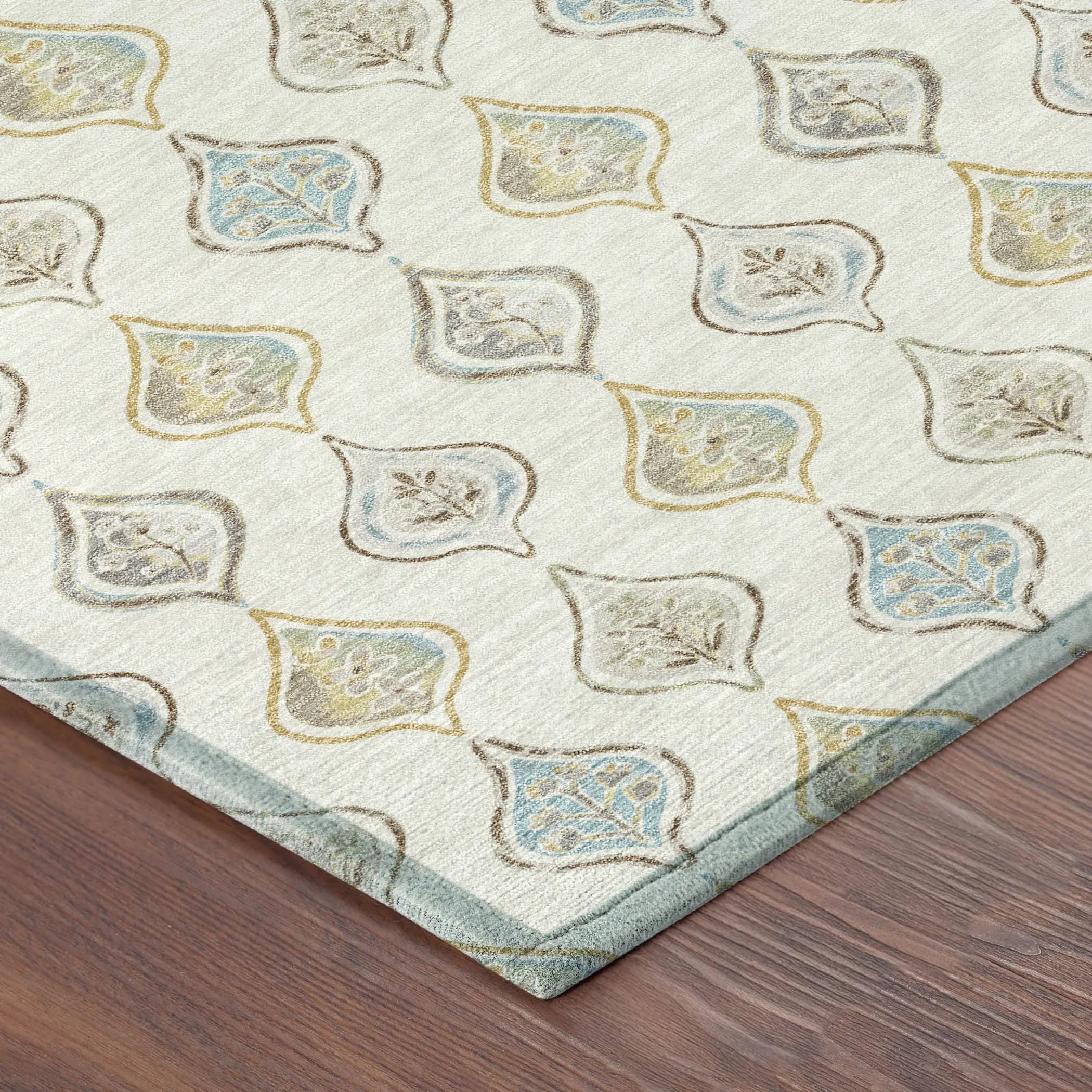 8' X 10' Ivory And Linen Floral Washable Indoor Outdoor Area Rug Homeroots Outdoor