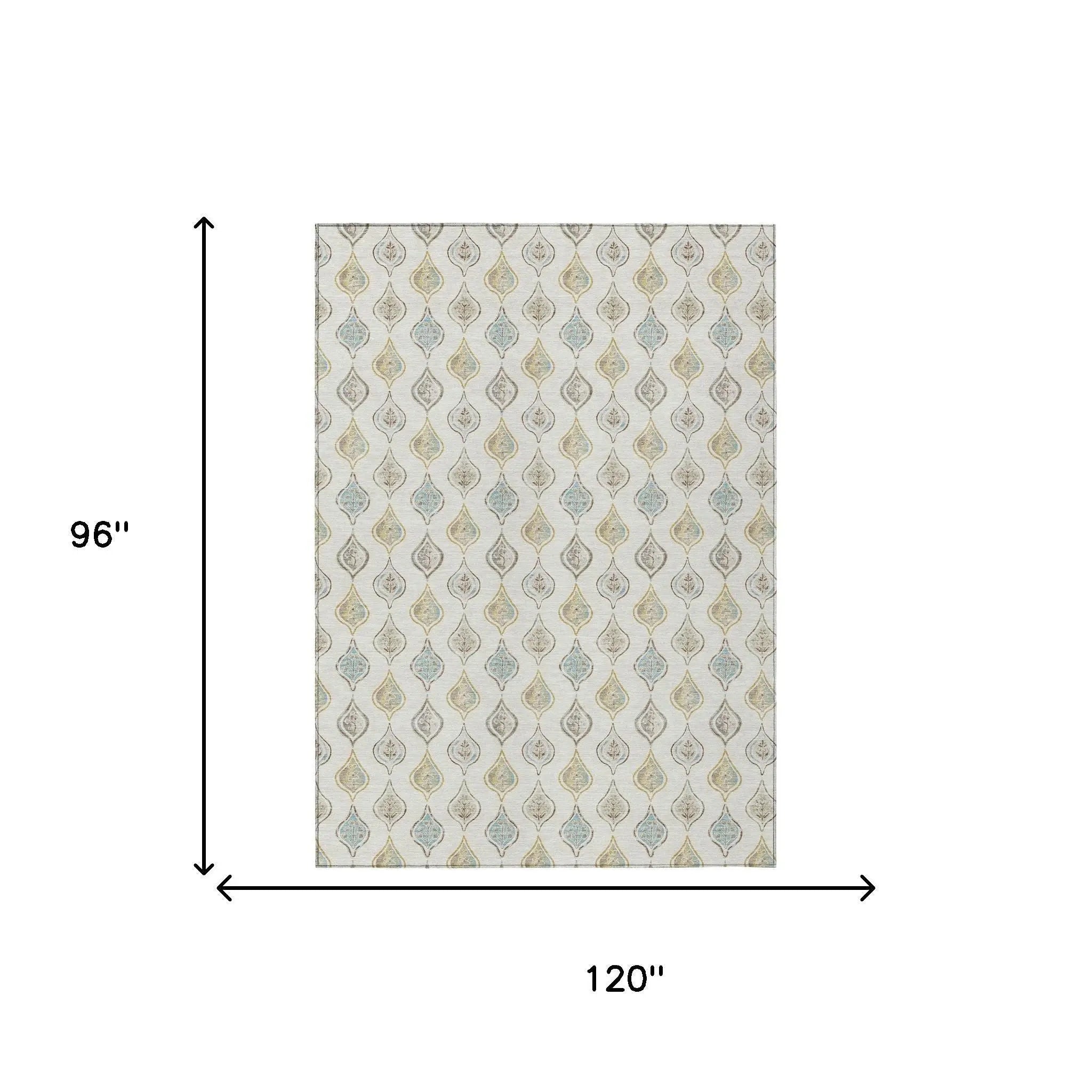 8' X 10' Ivory And Linen Floral Washable Indoor Outdoor Area Rug Homeroots Outdoor