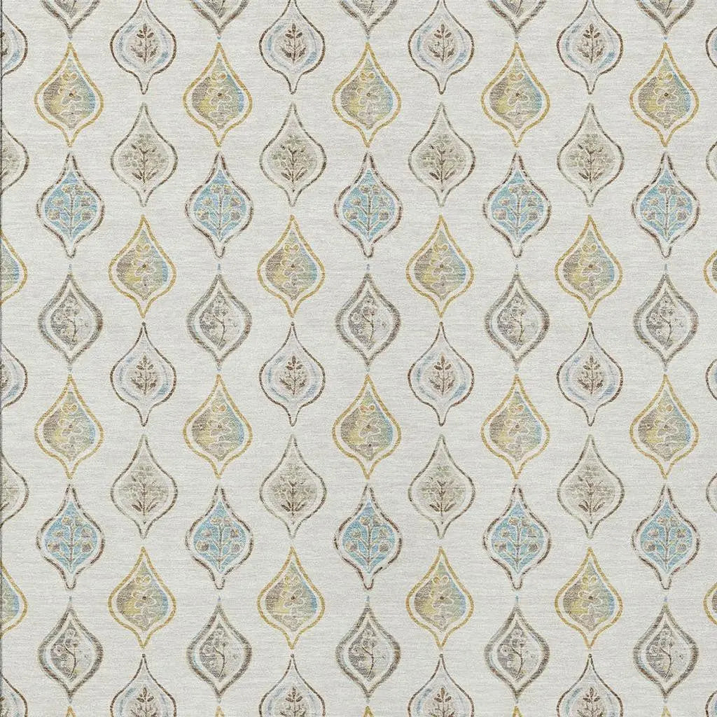 8' X 10' Ivory And Linen Floral Washable Indoor Outdoor Area Rug Homeroots Outdoor