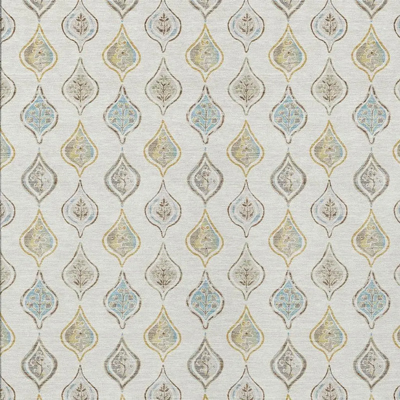 8' X 10' Ivory And Linen Floral Washable Indoor Outdoor Area Rug Homeroots Outdoor