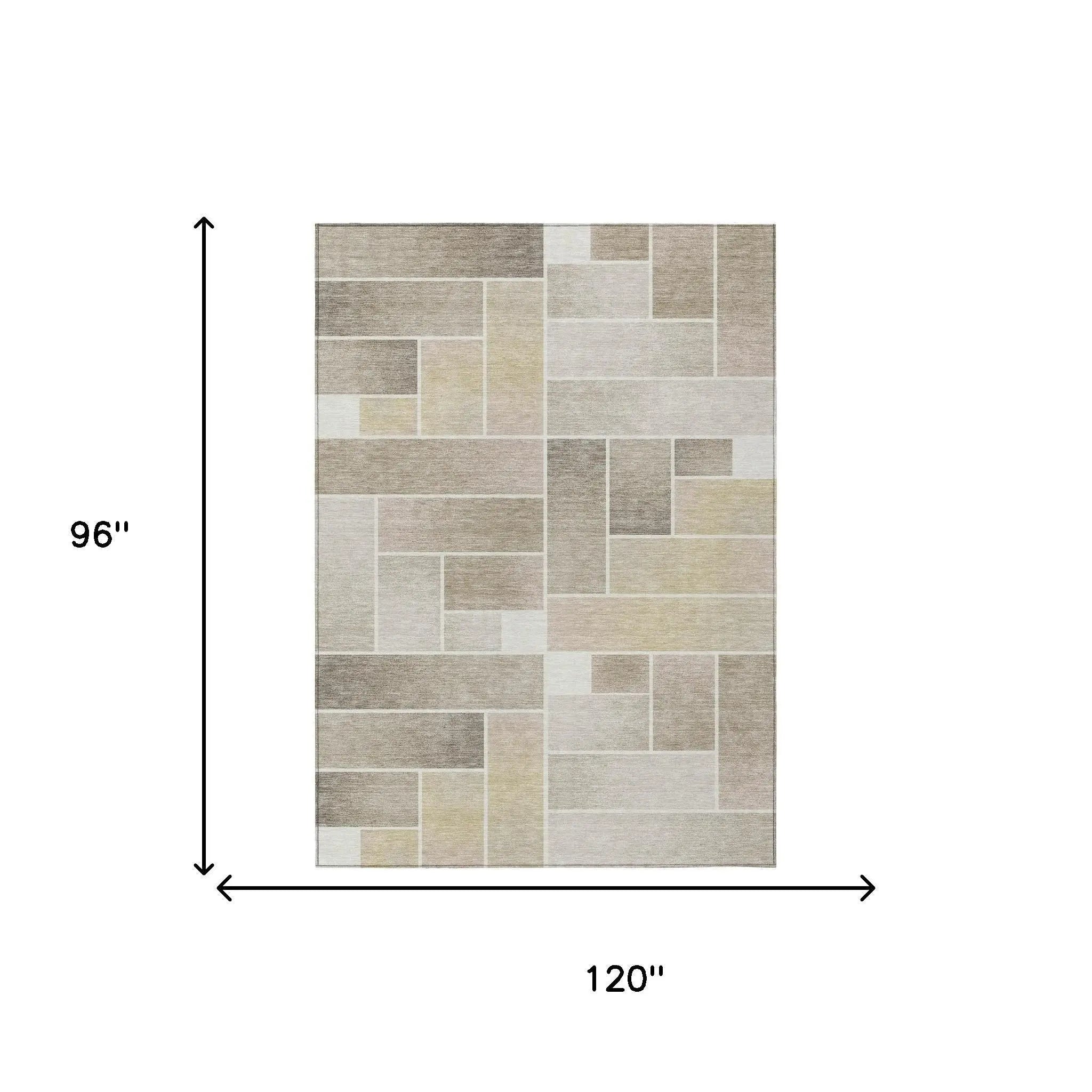 8' X 10' Ivory And Linen Geometric Washable Indoor Outdoor Area Rug Homeroots Outdoor
