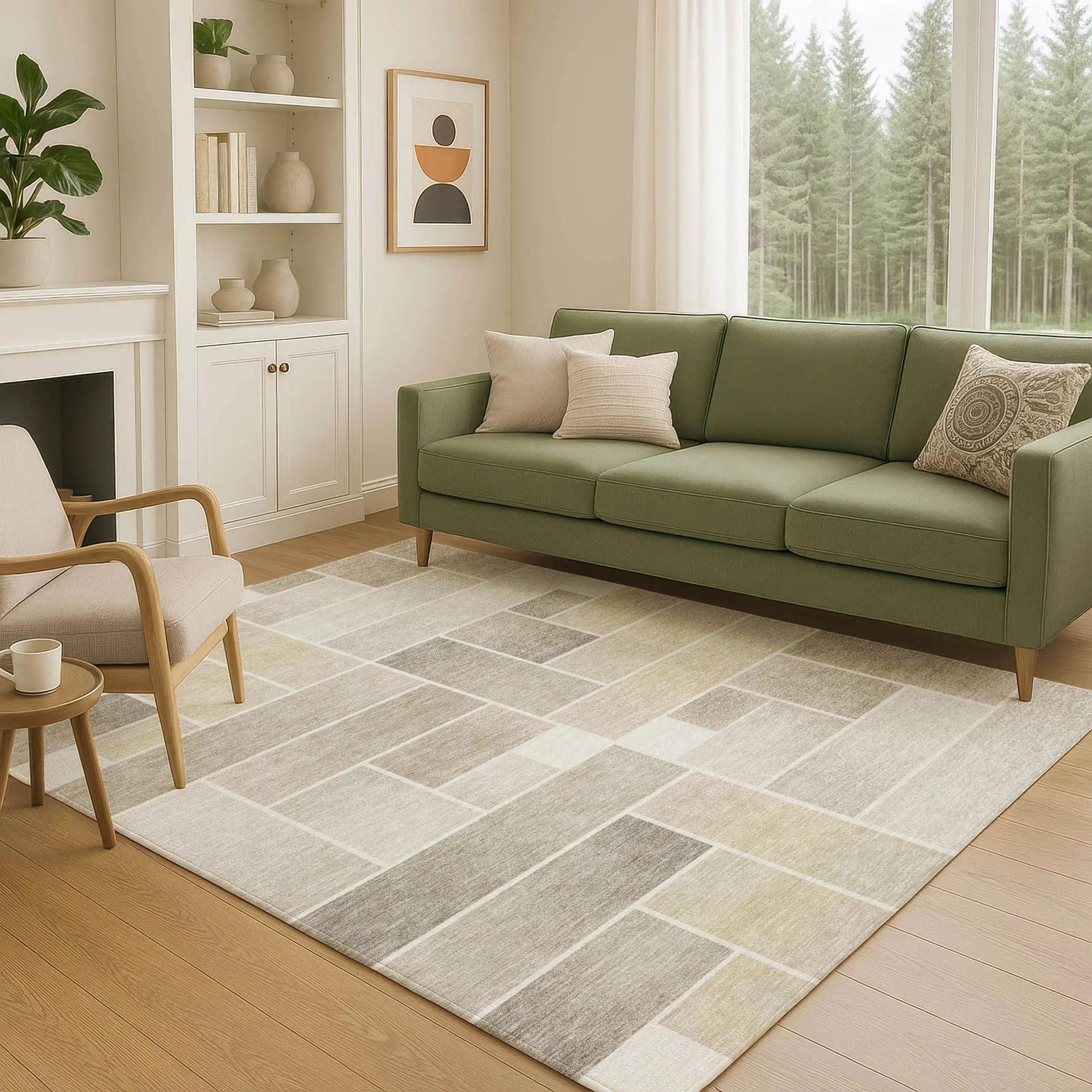 8' X 10' Ivory And Linen Geometric Washable Indoor Outdoor Area Rug Homeroots Outdoor