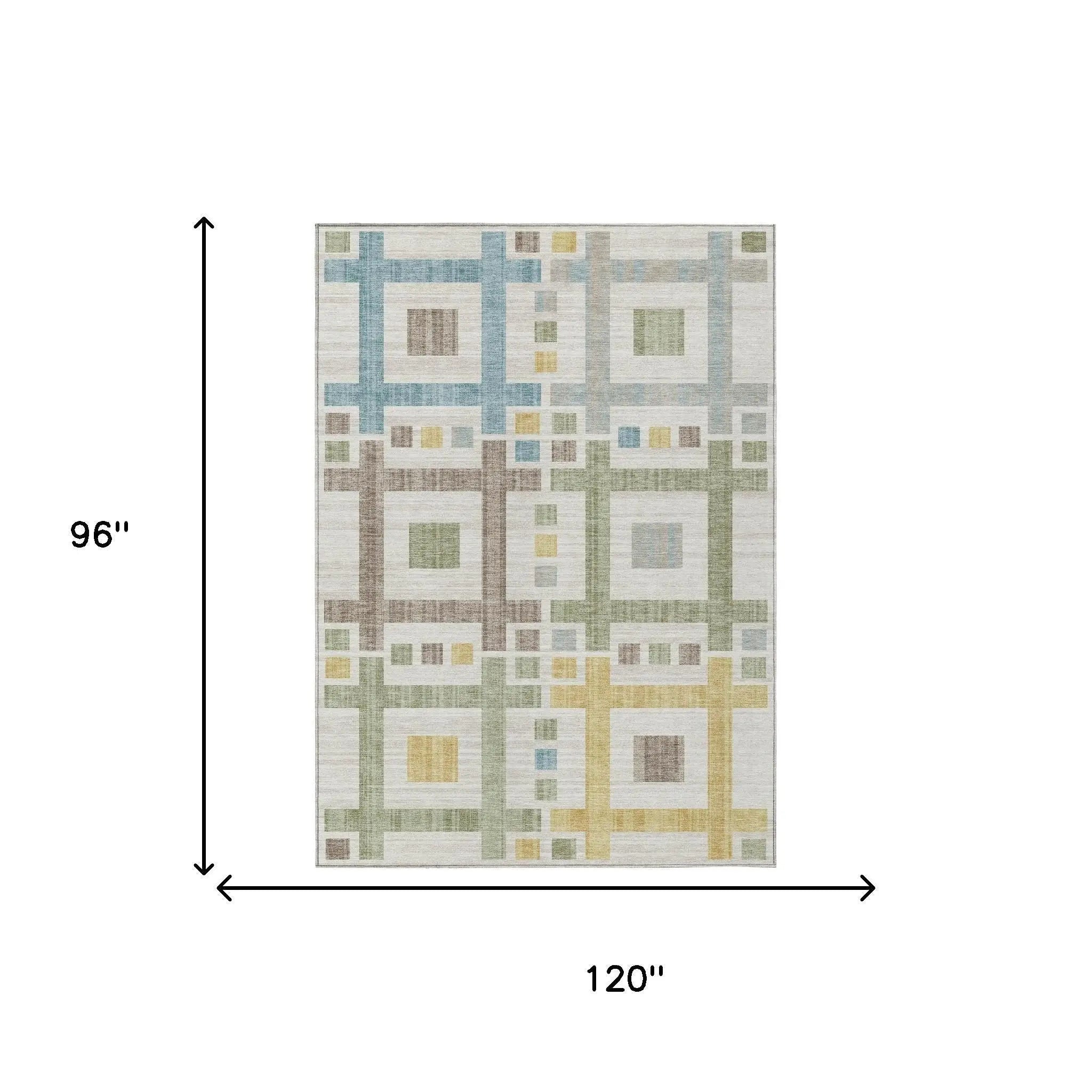 8' X 10' Ivory And Linen Geometric Washable Indoor Outdoor Area Rug Homeroots Outdoor
