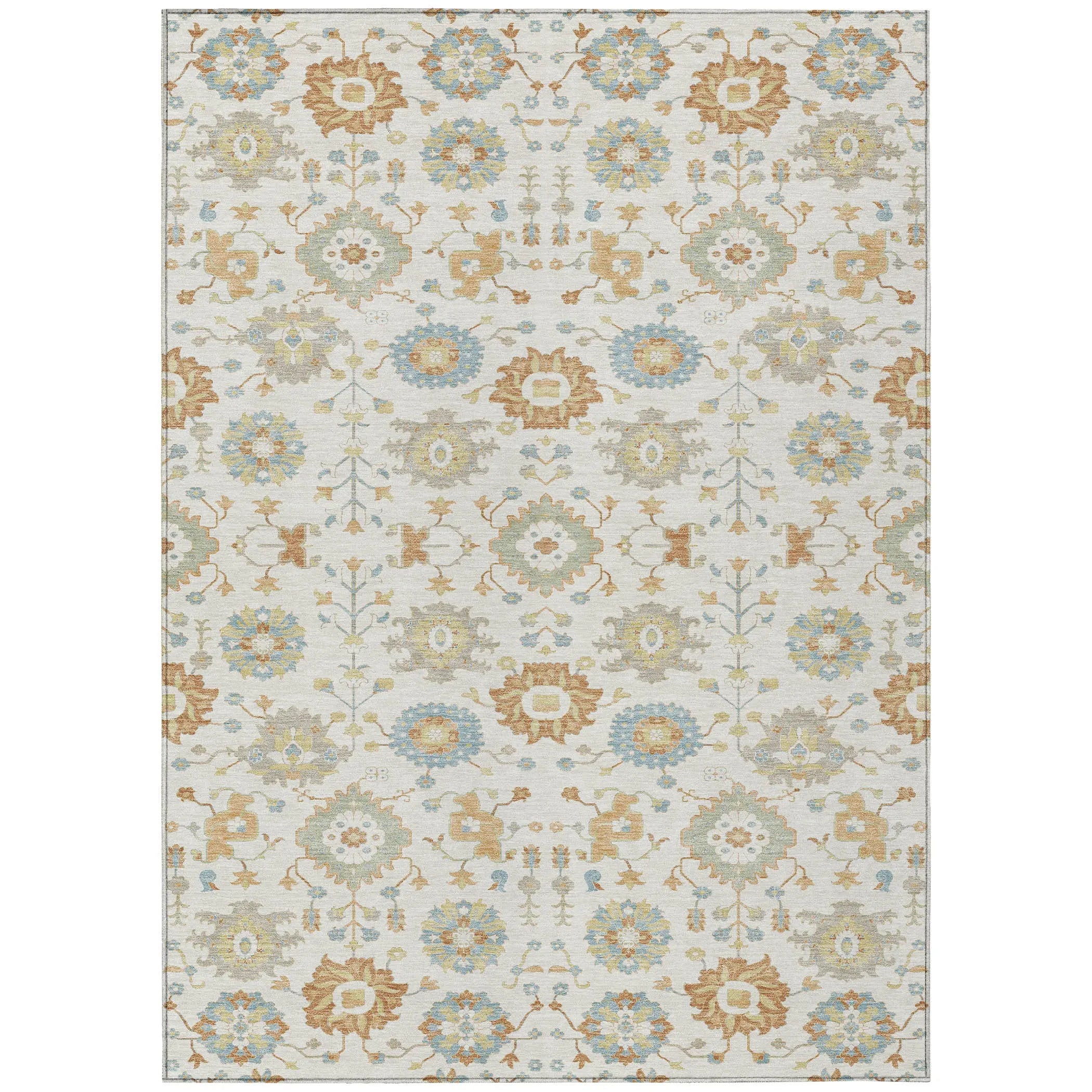 8' X 10' Ivory And Linen Geometric Washable Indoor Outdoor Area Rug Homeroots Outdoor