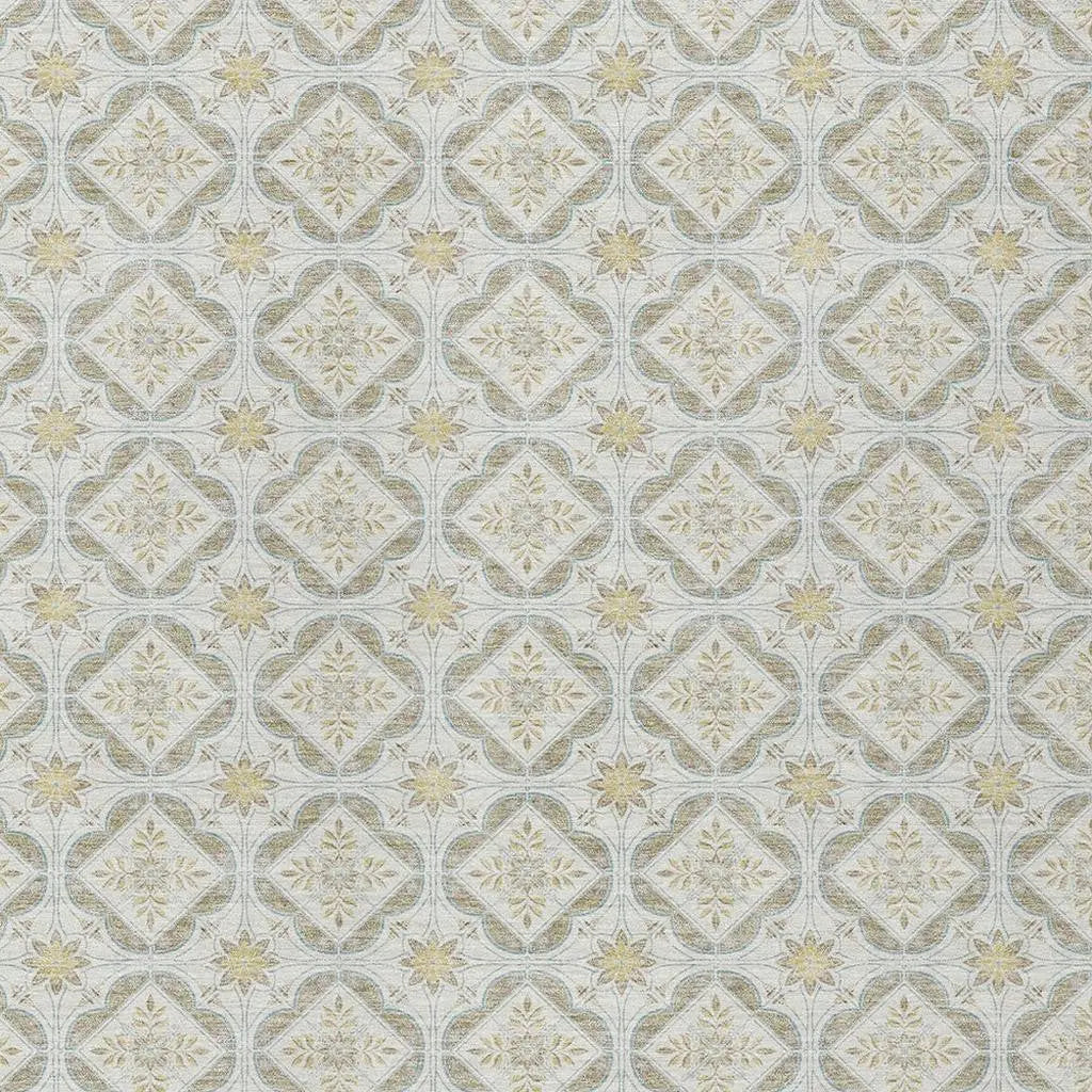 8' X 10' Ivory And Linen Geometric Washable Indoor Outdoor Area Rug Homeroots Outdoor