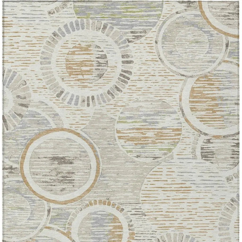 8' X 10' Ivory And Linen Geometric Washable Indoor Outdoor Area Rug Homeroots Outdoor
