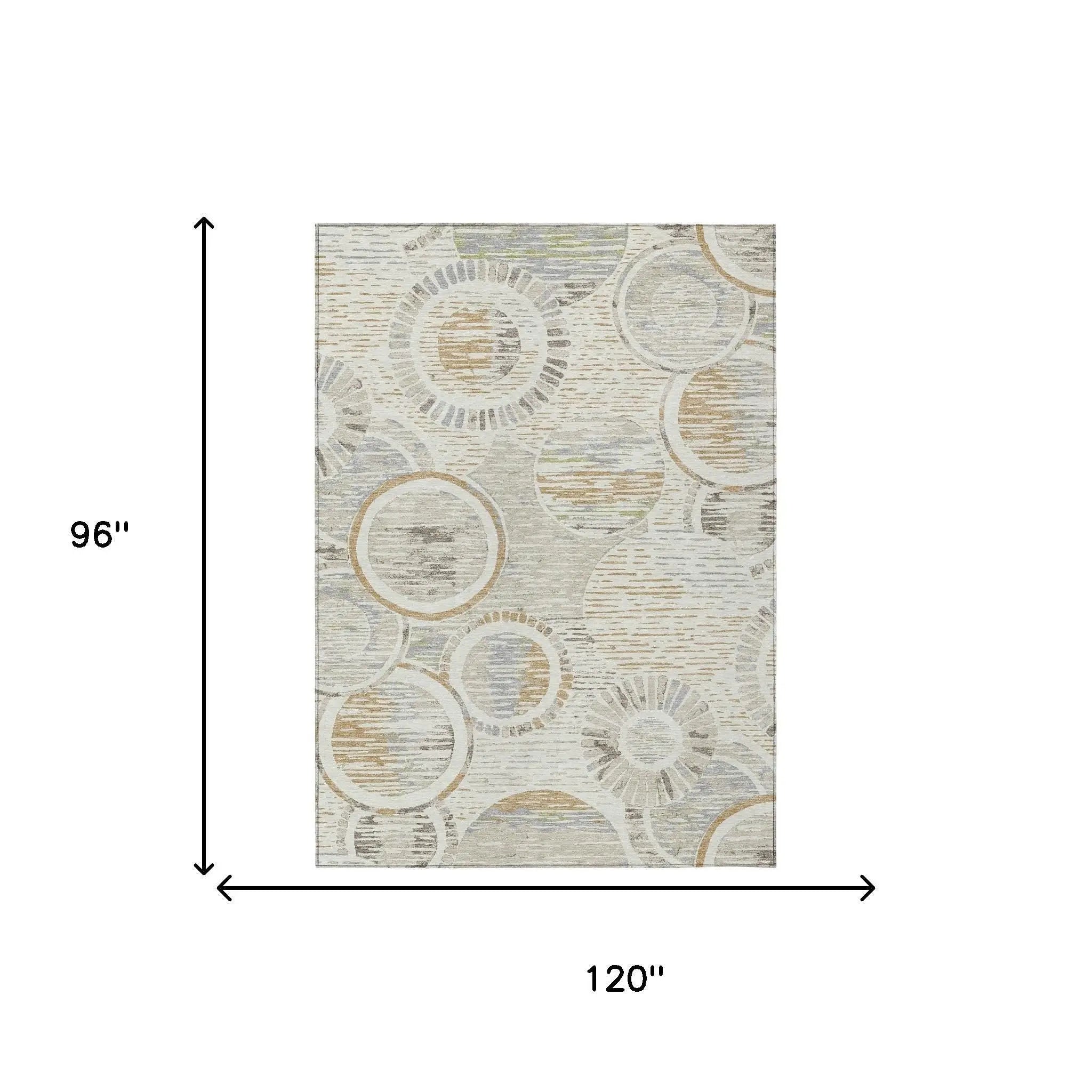 8' X 10' Ivory And Linen Geometric Washable Indoor Outdoor Area Rug Homeroots Outdoor