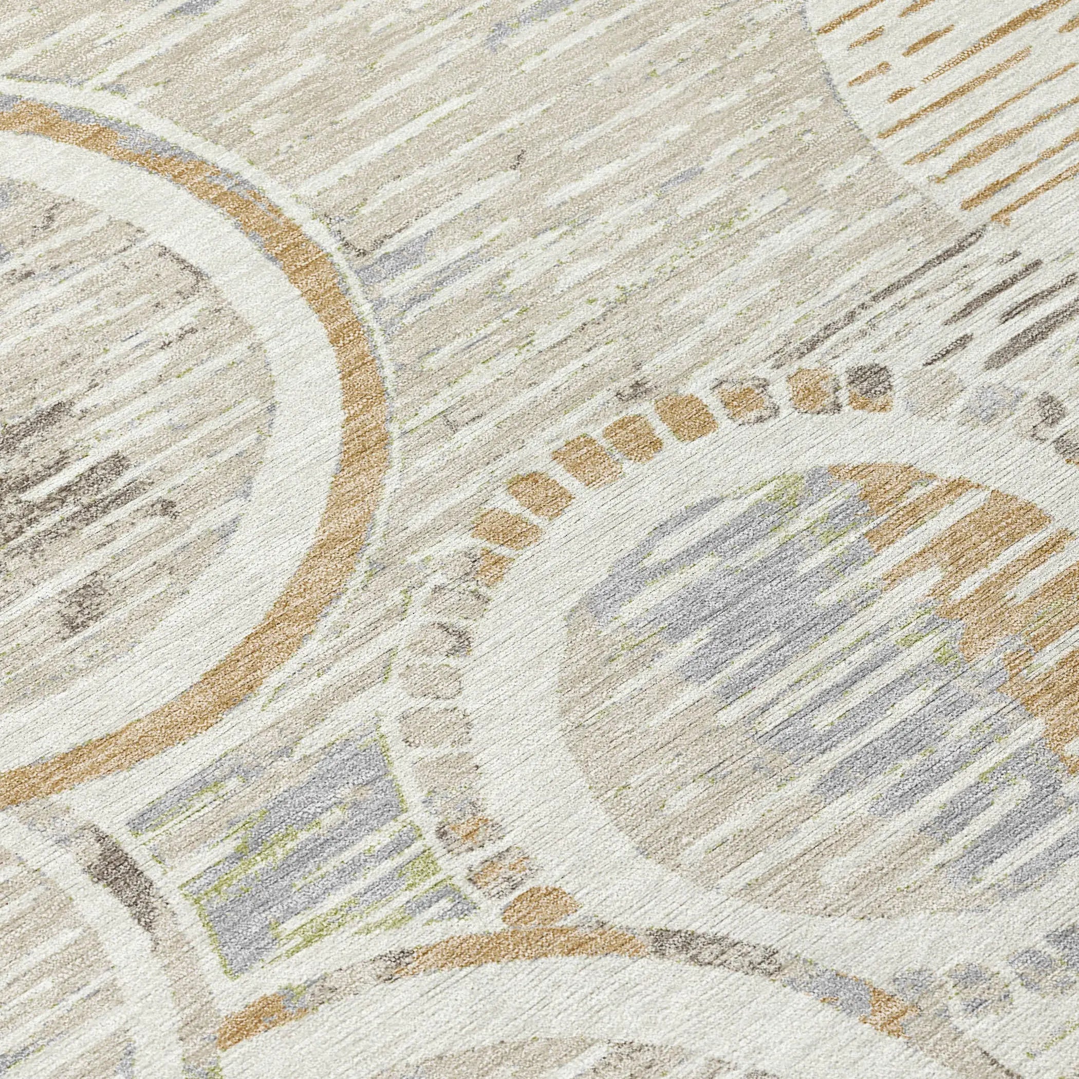 8' X 10' Ivory And Linen Geometric Washable Indoor Outdoor Area Rug Homeroots Outdoor