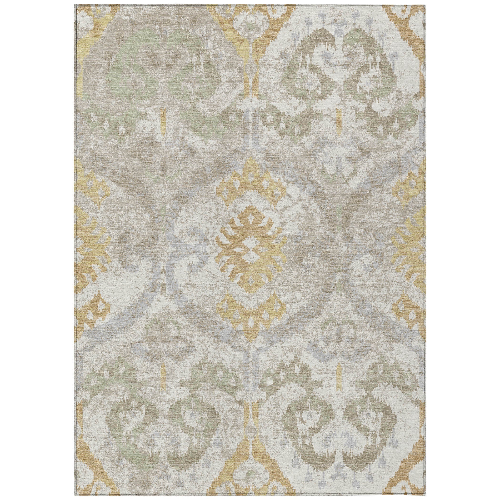 8' X 10' Ivory And Linen Ikat Washable Indoor Outdoor Area Rug Homeroots Outdoor