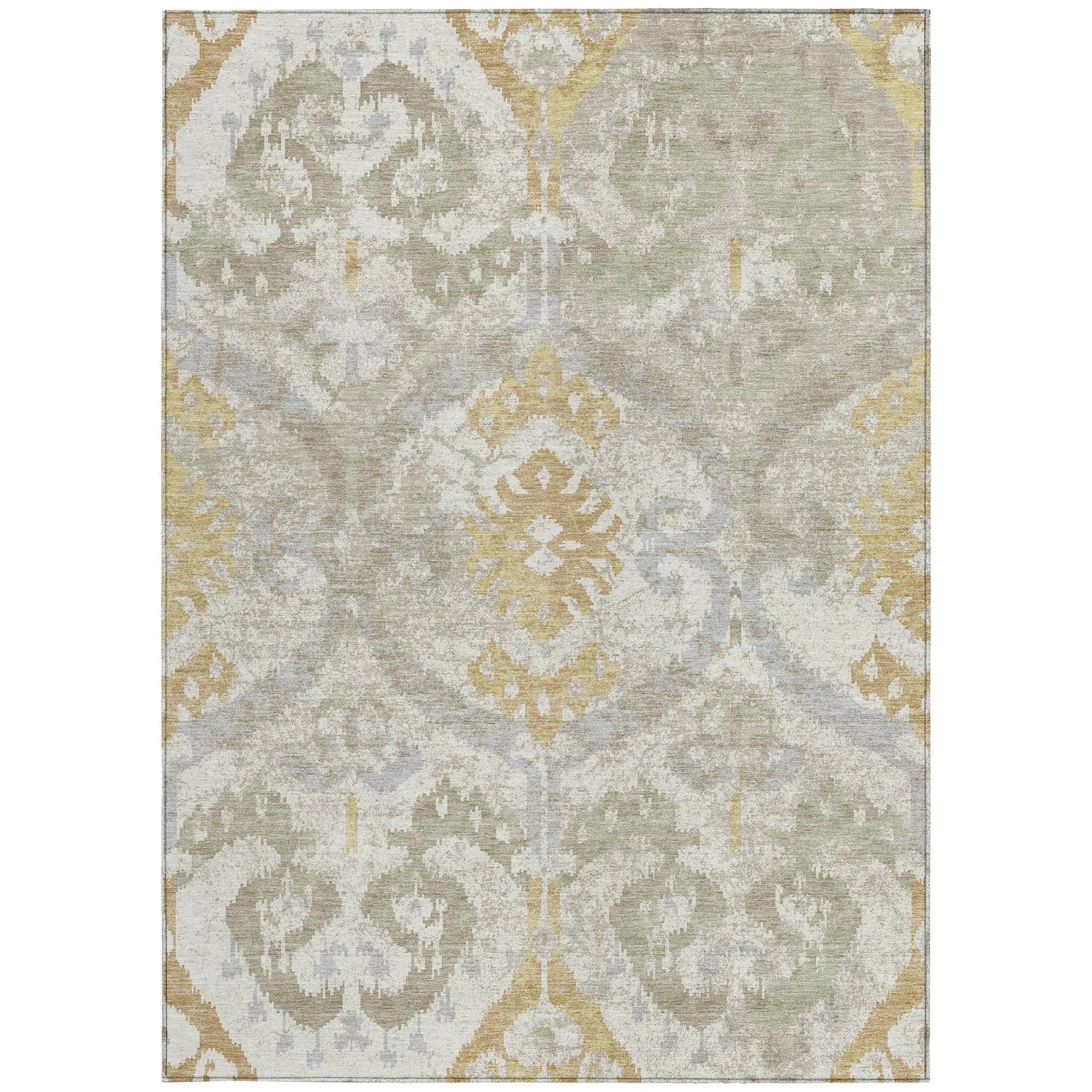 8' X 10' Ivory And Linen Ikat Washable Indoor Outdoor Area Rug Homeroots Outdoor