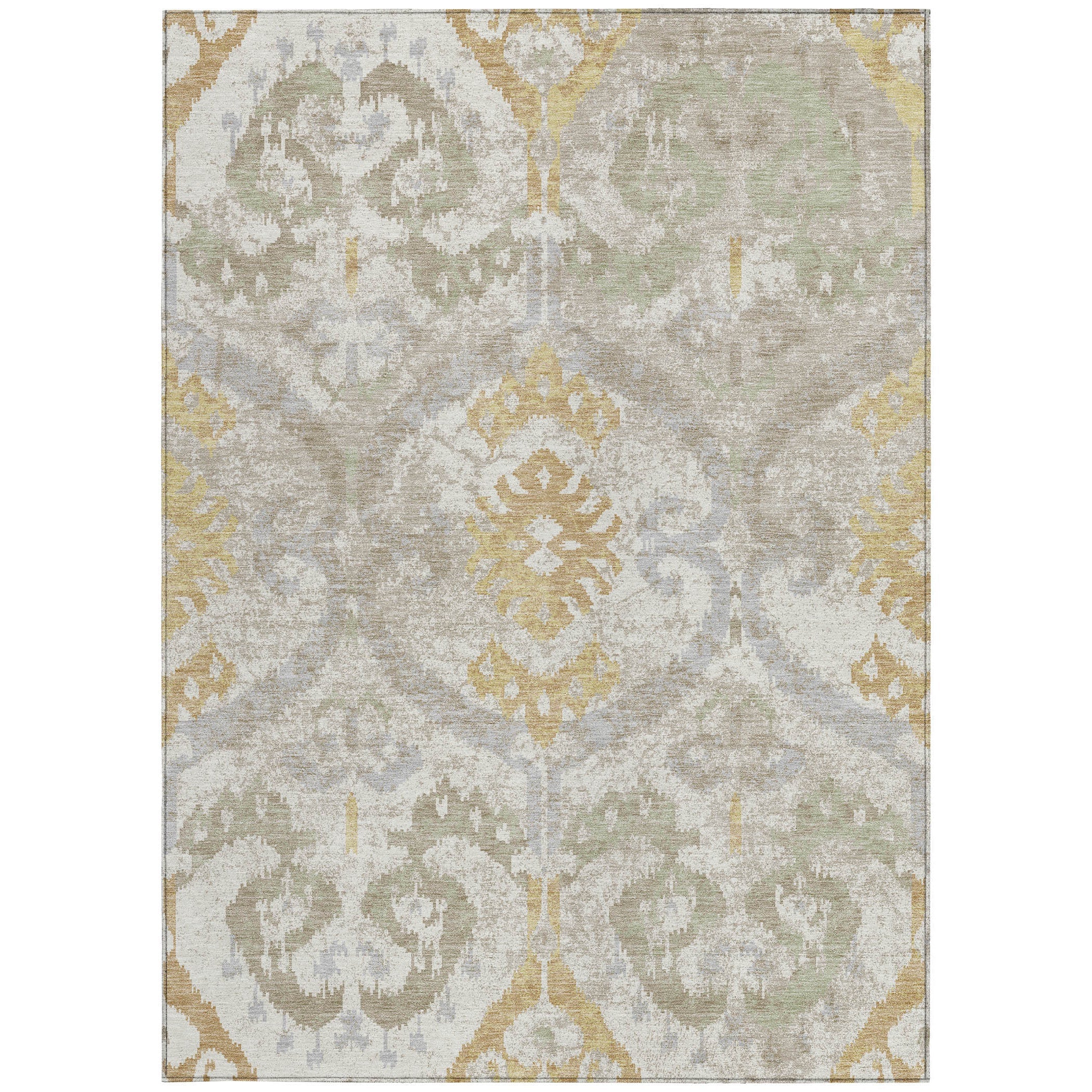 8' X 10' Ivory And Linen Ikat Washable Indoor Outdoor Area Rug Homeroots Outdoor
