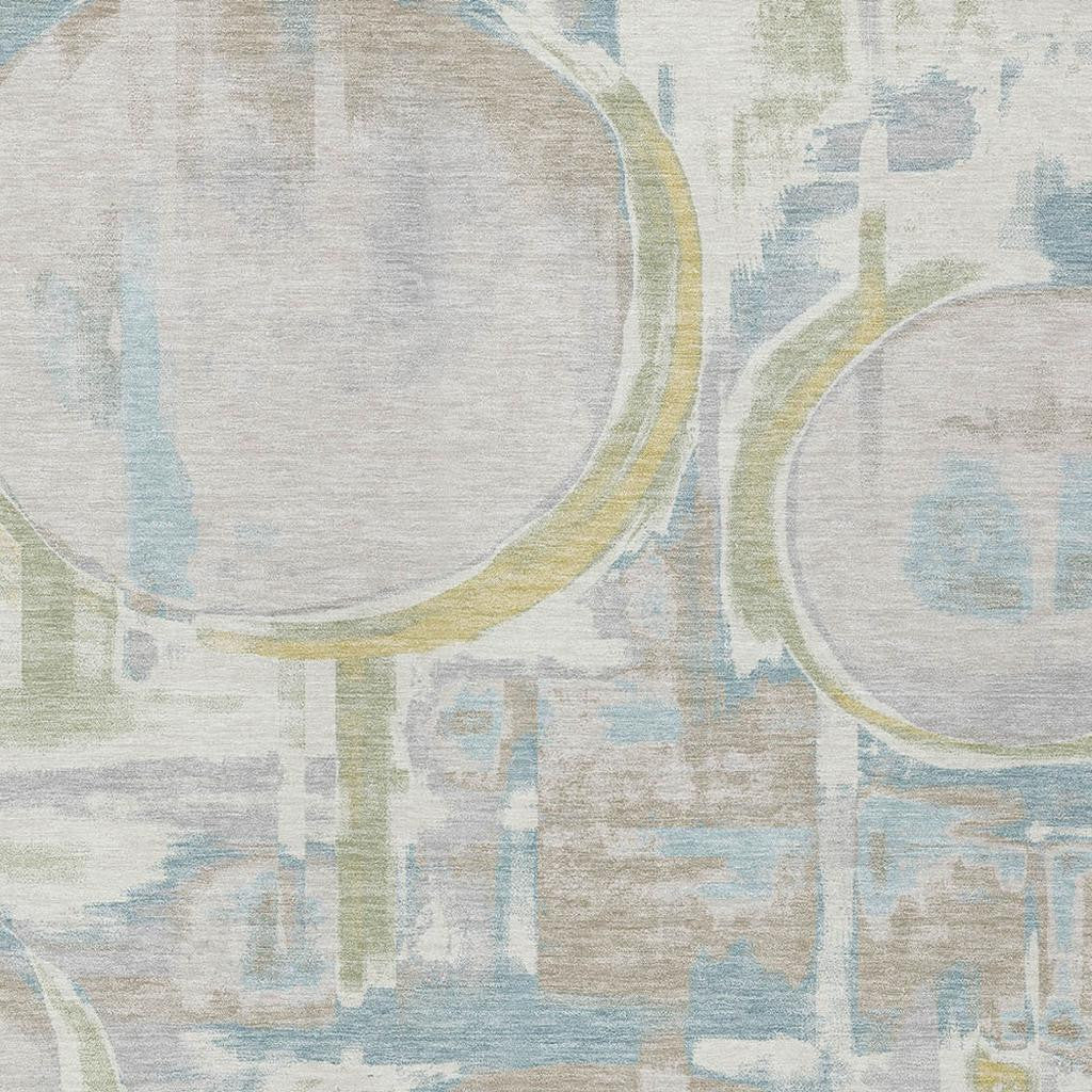 8' X 10' Ivory And Pearl Abstract Washable Indoor Outdoor Area Rug Homeroots Outdoor