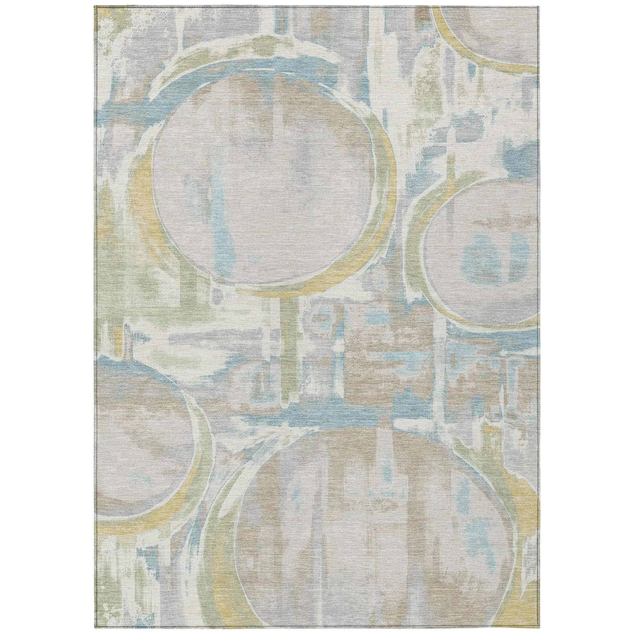 8' X 10' Ivory And Pearl Abstract Washable Indoor Outdoor Area Rug Homeroots Outdoor