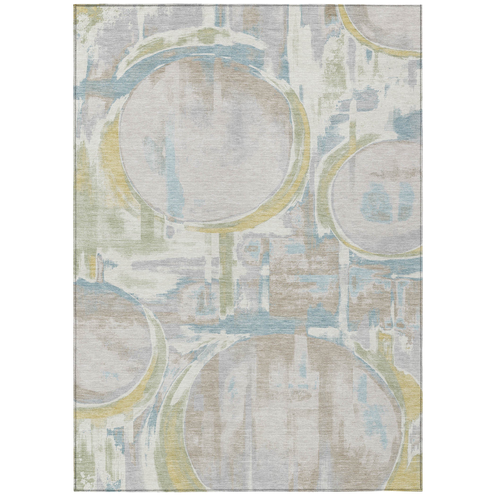 8' X 10' Ivory And Pearl Abstract Washable Indoor Outdoor Area Rug Homeroots Outdoor
