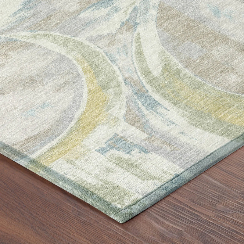 8' X 10' Ivory And Pearl Abstract Washable Indoor Outdoor Area Rug Homeroots Outdoor