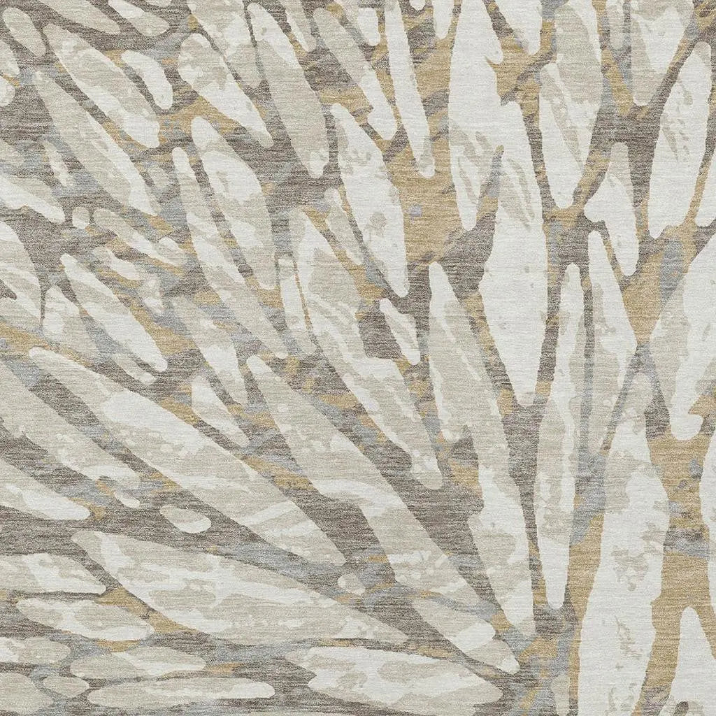 8' X 10' Ivory And Pewter Abstract Washable Indoor Outdoor Area Rug Homeroots Outdoor