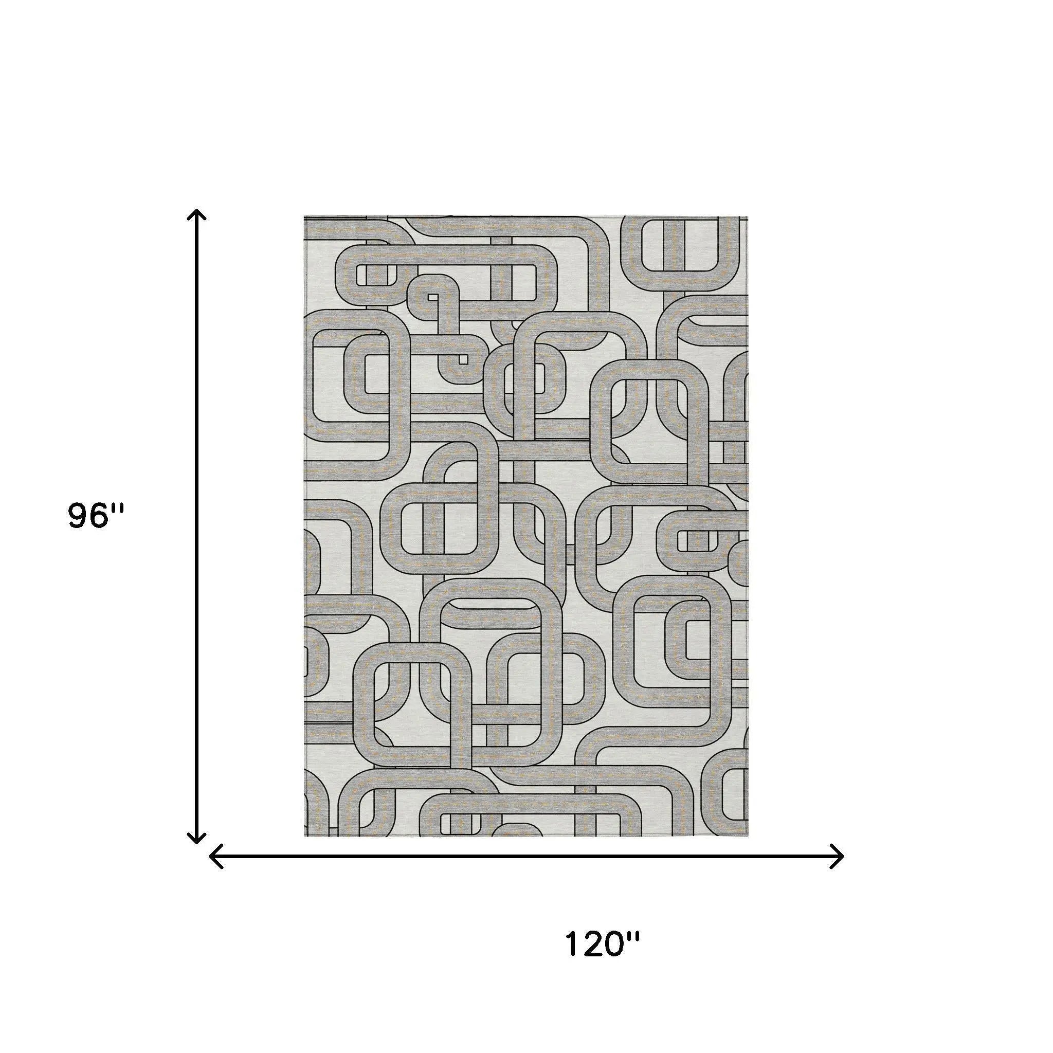 8' X 10' Ivory And Pewter Geometric Washable Indoor Outdoor Area Rug Homeroots Outdoor