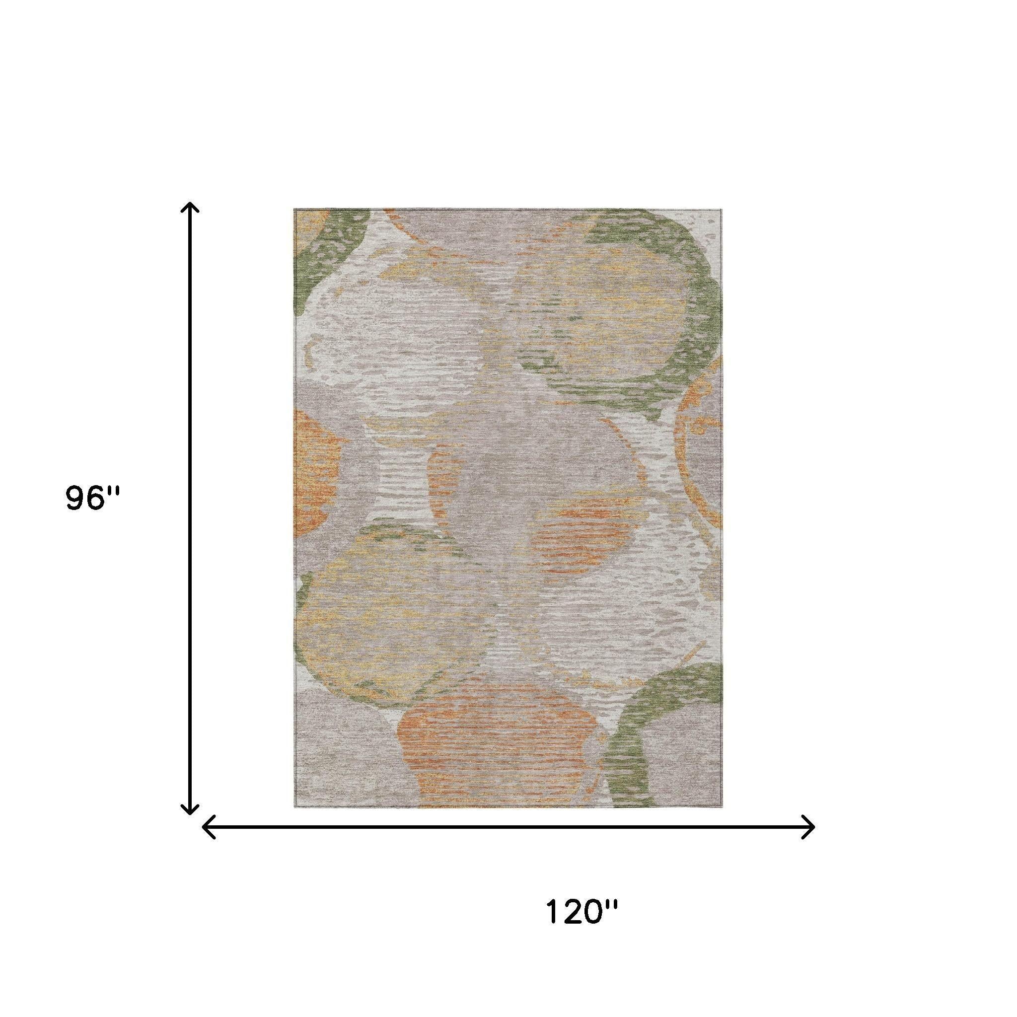 8' X 10' Ivory And Pewter Geometric Washable Indoor Outdoor Area Rug Homeroots Outdoor