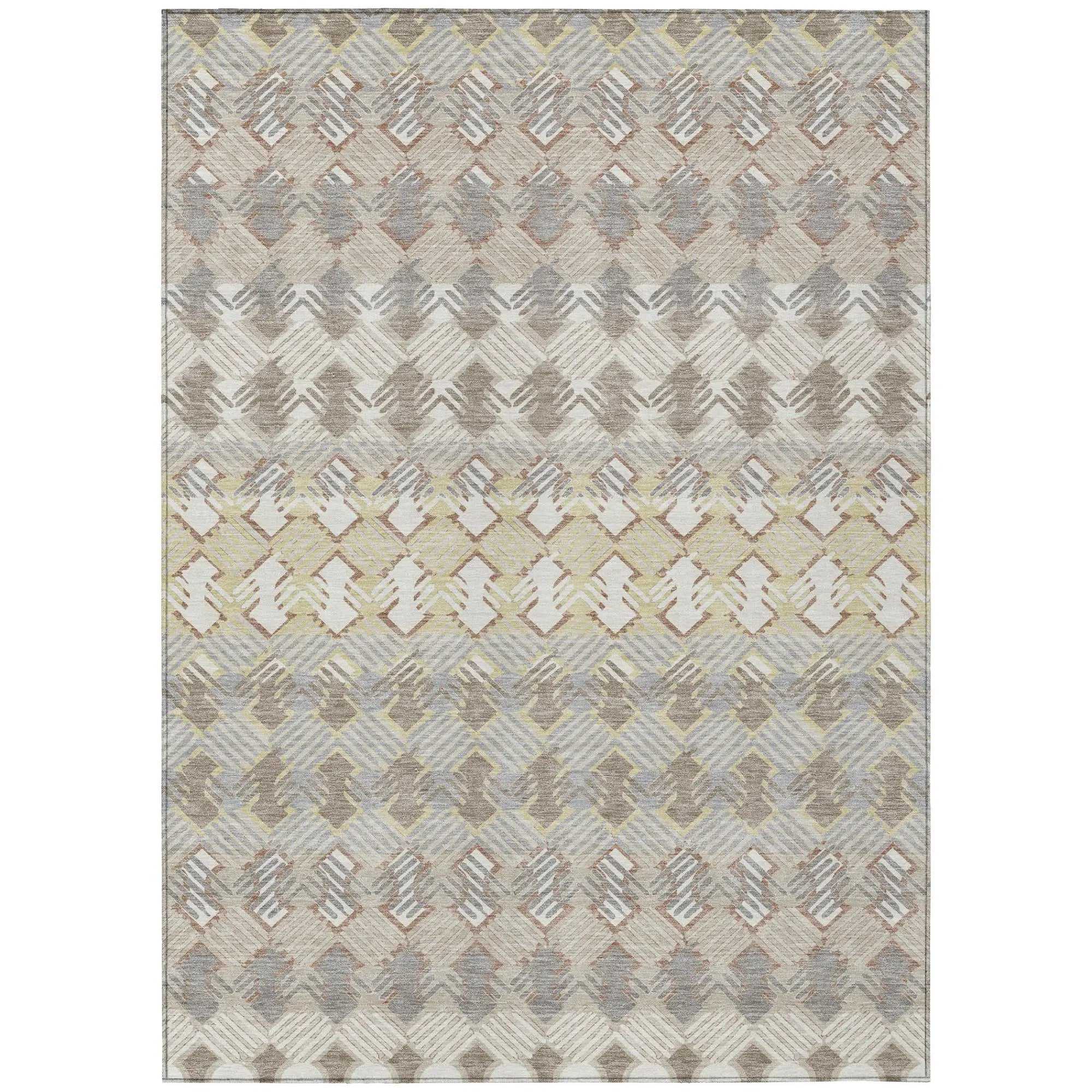 8' X 10' Ivory And Pewter Striped Washable Indoor Outdoor Area Rug Homeroots Outdoor