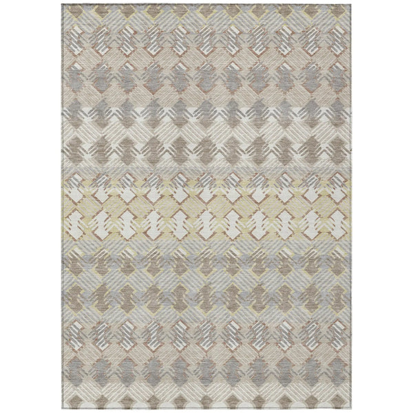 8' X 10' Ivory And Pewter Striped Washable Indoor Outdoor Area Rug Homeroots Outdoor