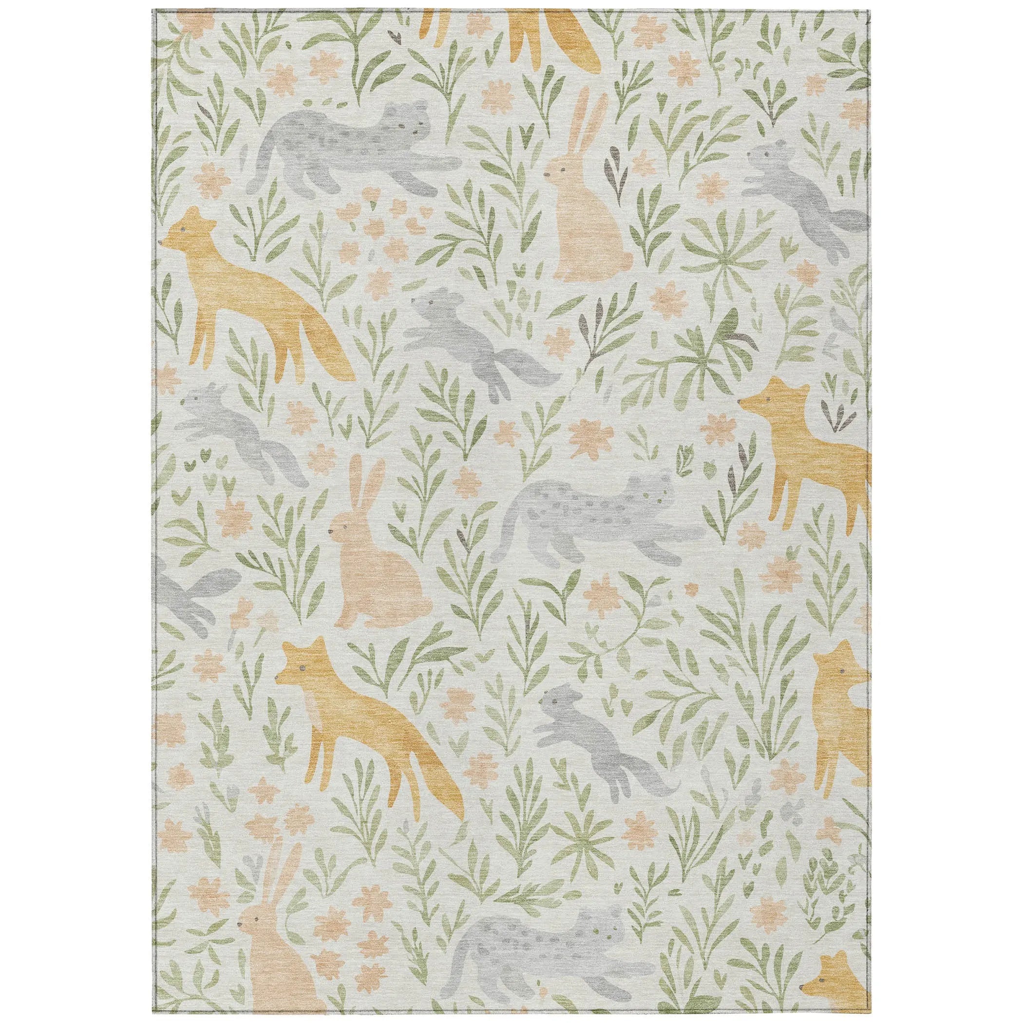 8' X 10' Ivory And Pink Botanical Leaves Washable Indoor Outdoor Area Rug Homeroots Outdoor