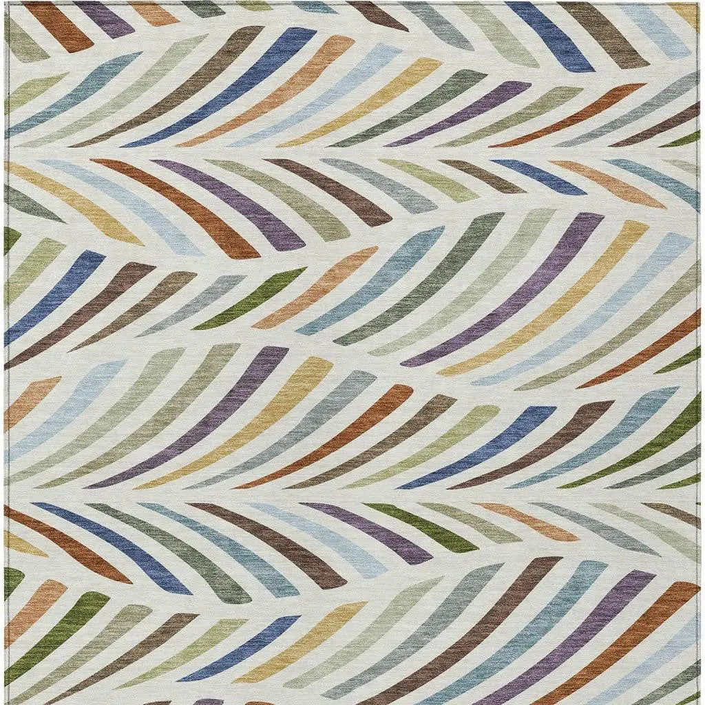 8' X 10' Ivory And Sage Abstract Washable Indoor Outdoor Area Rug Homeroots Outdoor