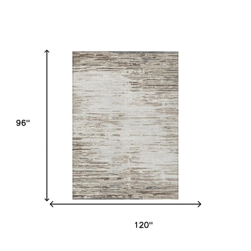 8' X 10' Ivory And Silver Abstract Washable Indoor Outdoor Area Rug Homeroots Outdoor
