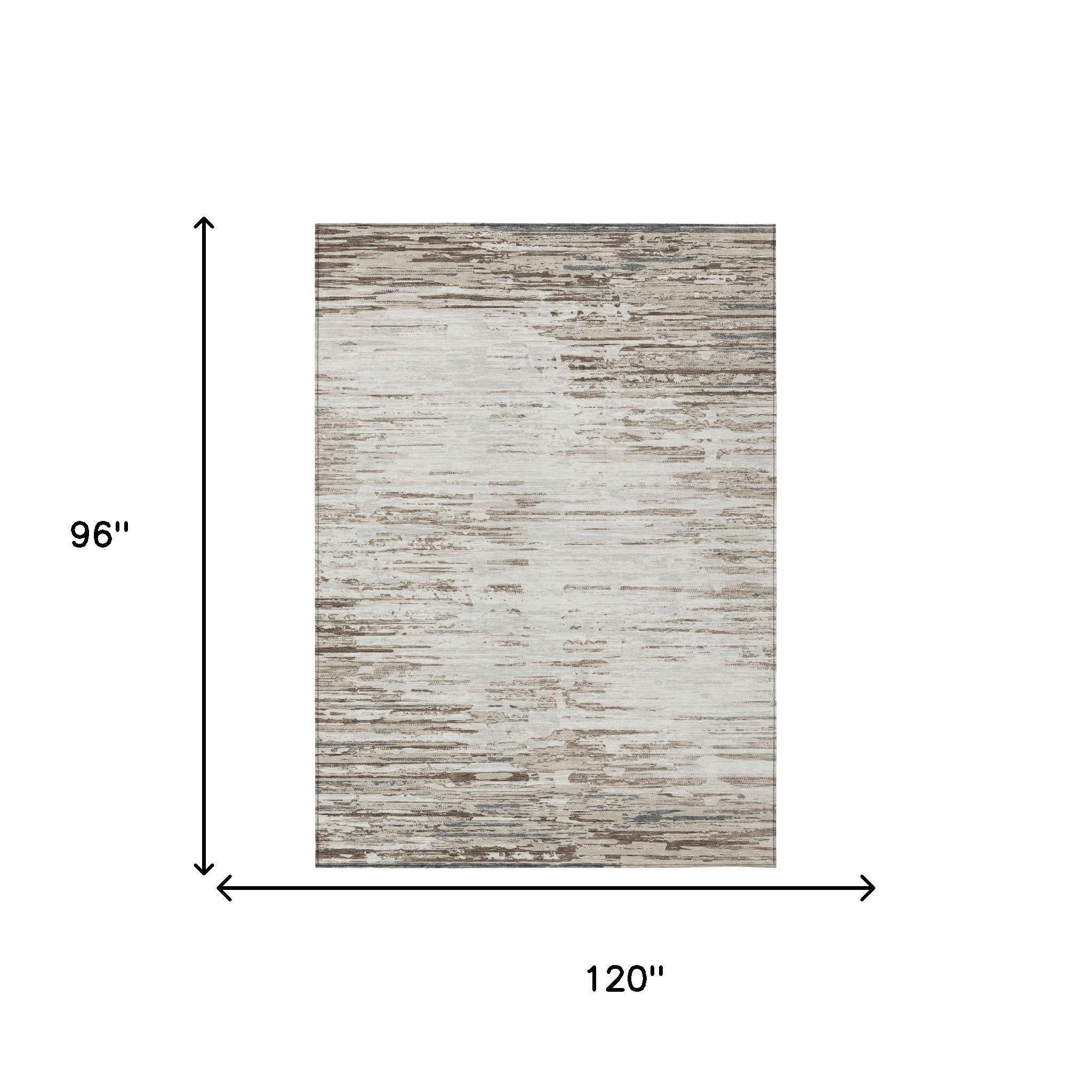 8' X 10' Ivory And Silver Abstract Washable Indoor Outdoor Area Rug Homeroots Outdoor