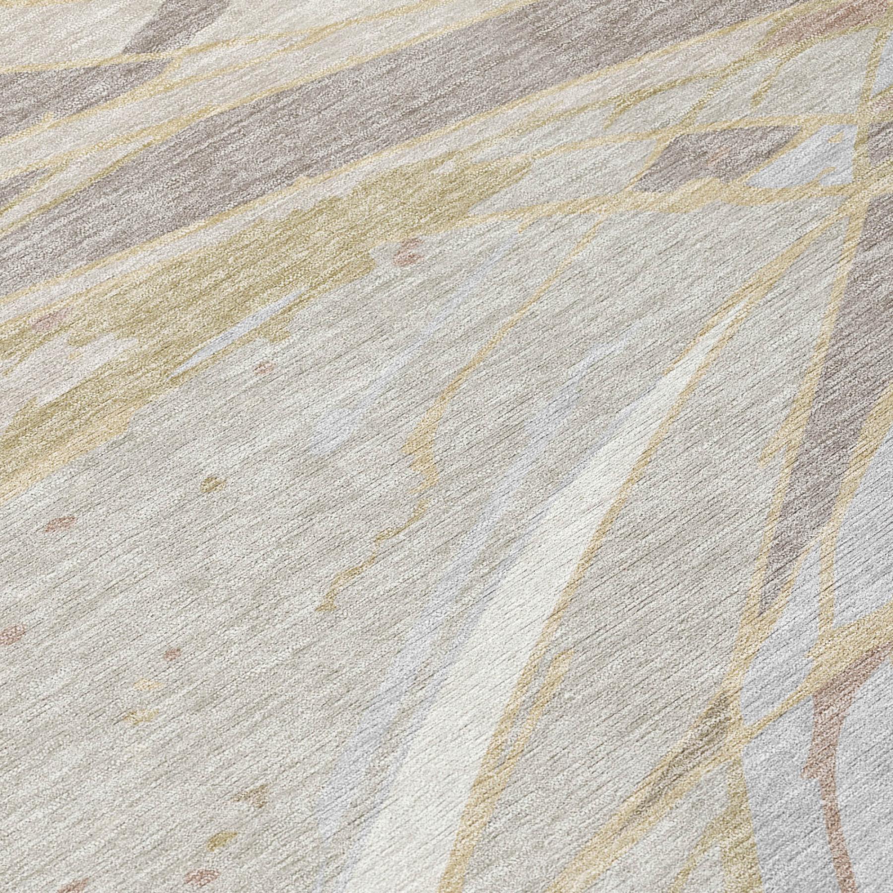8' X 10' Ivory And Silver Abstract Washable Indoor Outdoor Area Rug Homeroots Outdoor