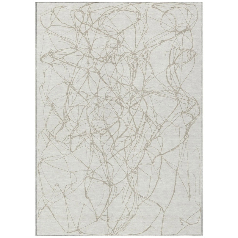 8' X 10' Ivory And Silver Abstract Washable Indoor Outdoor Area Rug Homeroots Outdoor