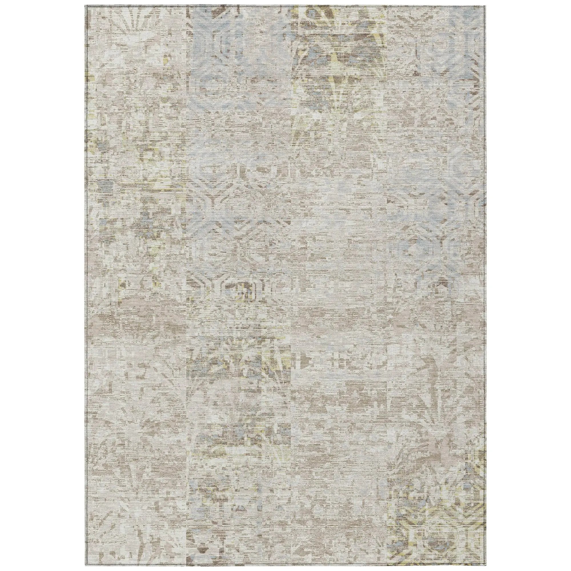 8' X 10' Ivory And Silver Abstract Washable Indoor Outdoor Area Rug Homeroots Outdoor
