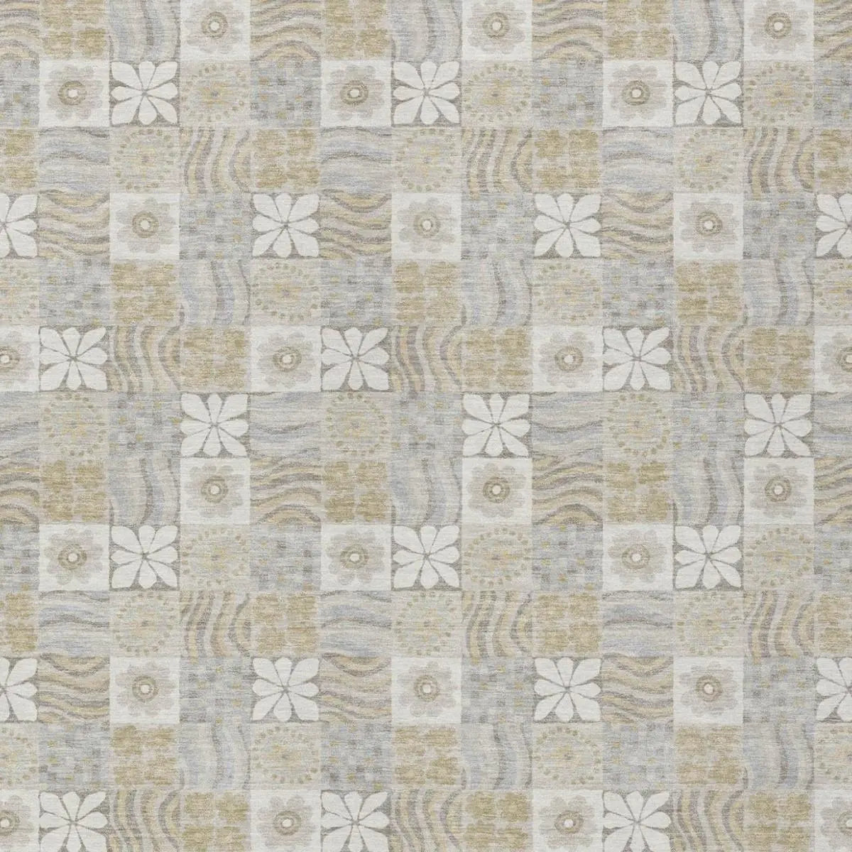8' X 10' Ivory And Silver Floral Washable Indoor Outdoor Area Rug Homeroots Outdoor