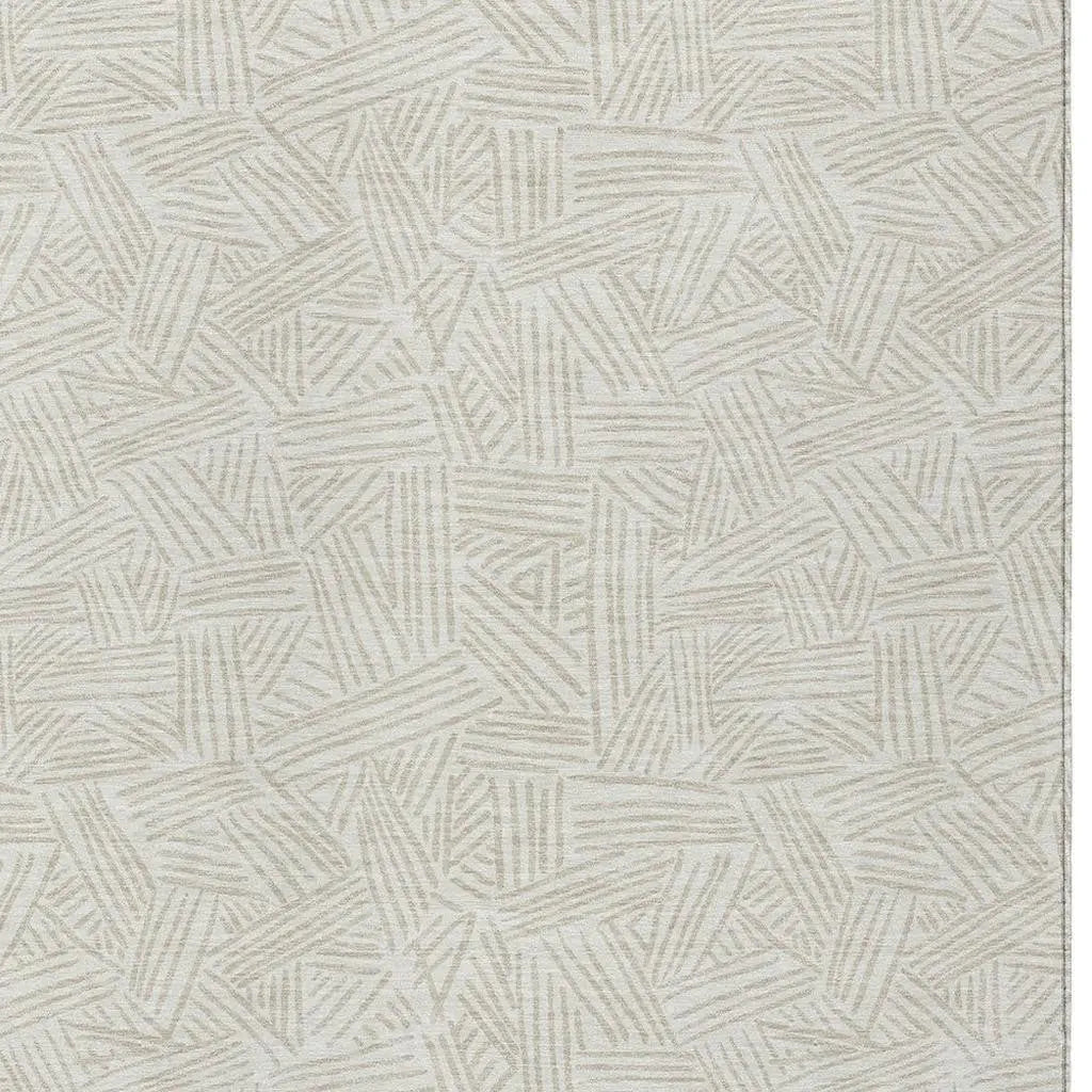 8' X 10' Ivory And Silver Geometric Washable Indoor Outdoor Area Rug Homeroots Outdoor