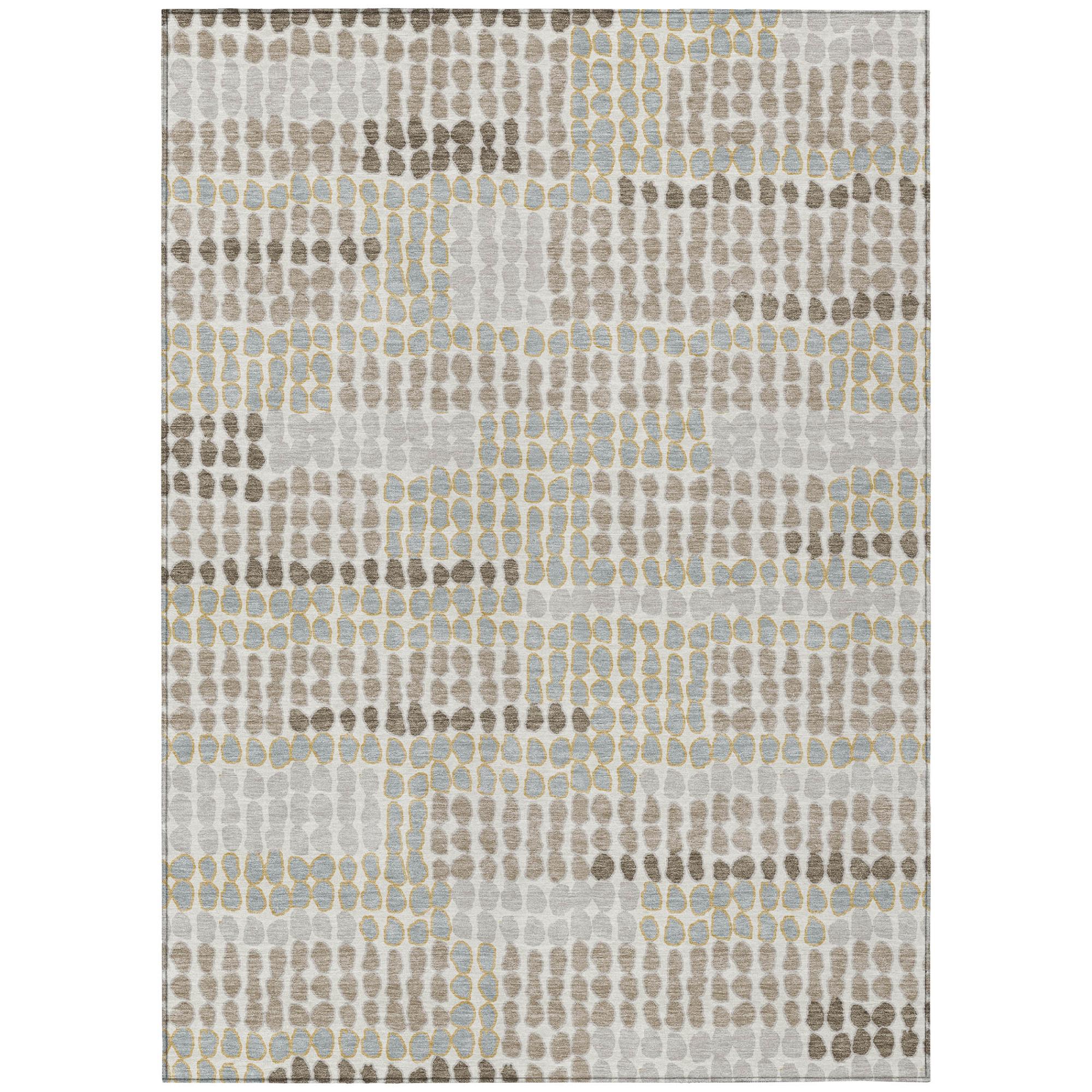 8' X 10' Ivory And Silver Geometric Washable Indoor Outdoor Area Rug Homeroots Outdoor
