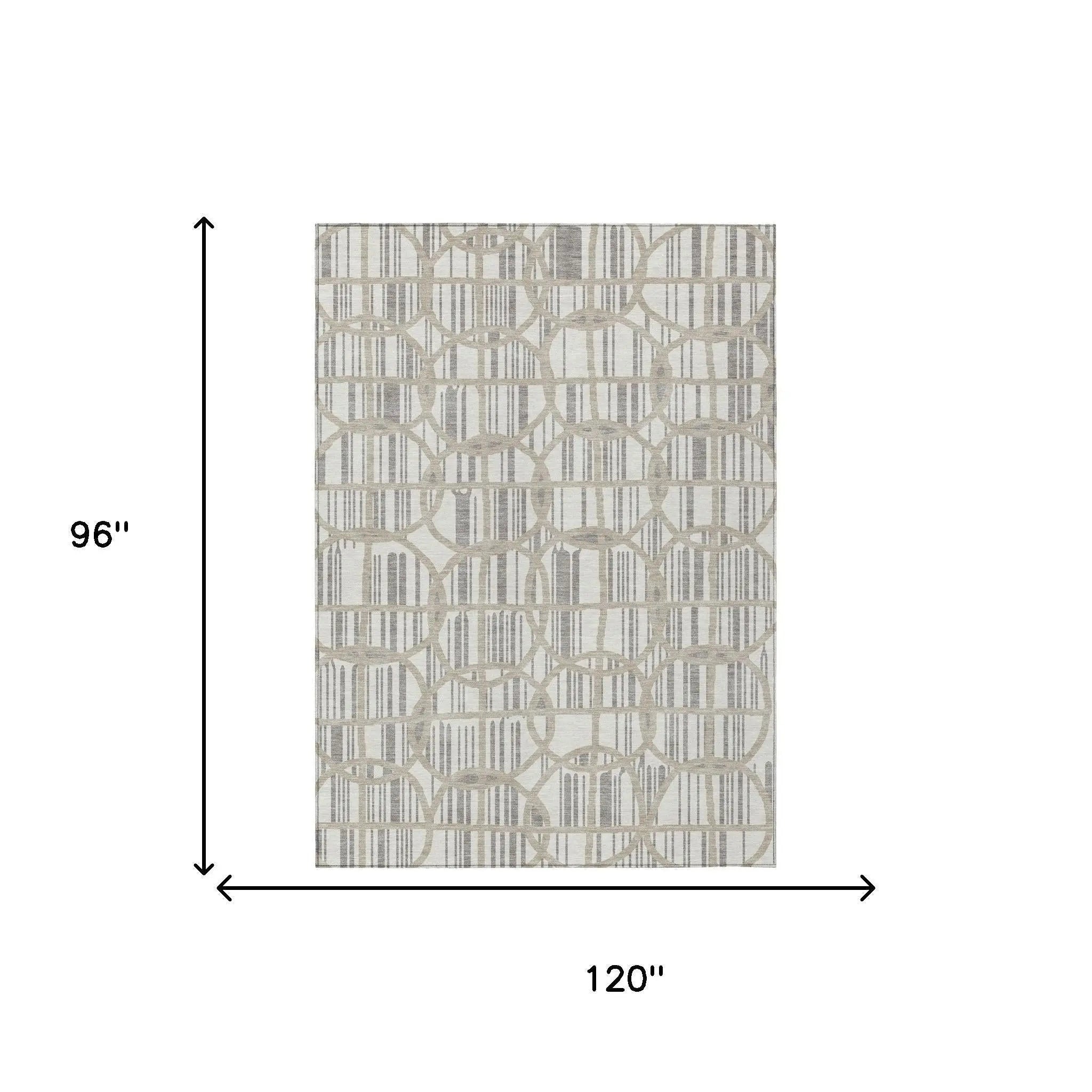 8' X 10' Ivory And Silver Geometric Washable Indoor Outdoor Area Rug Homeroots Outdoor