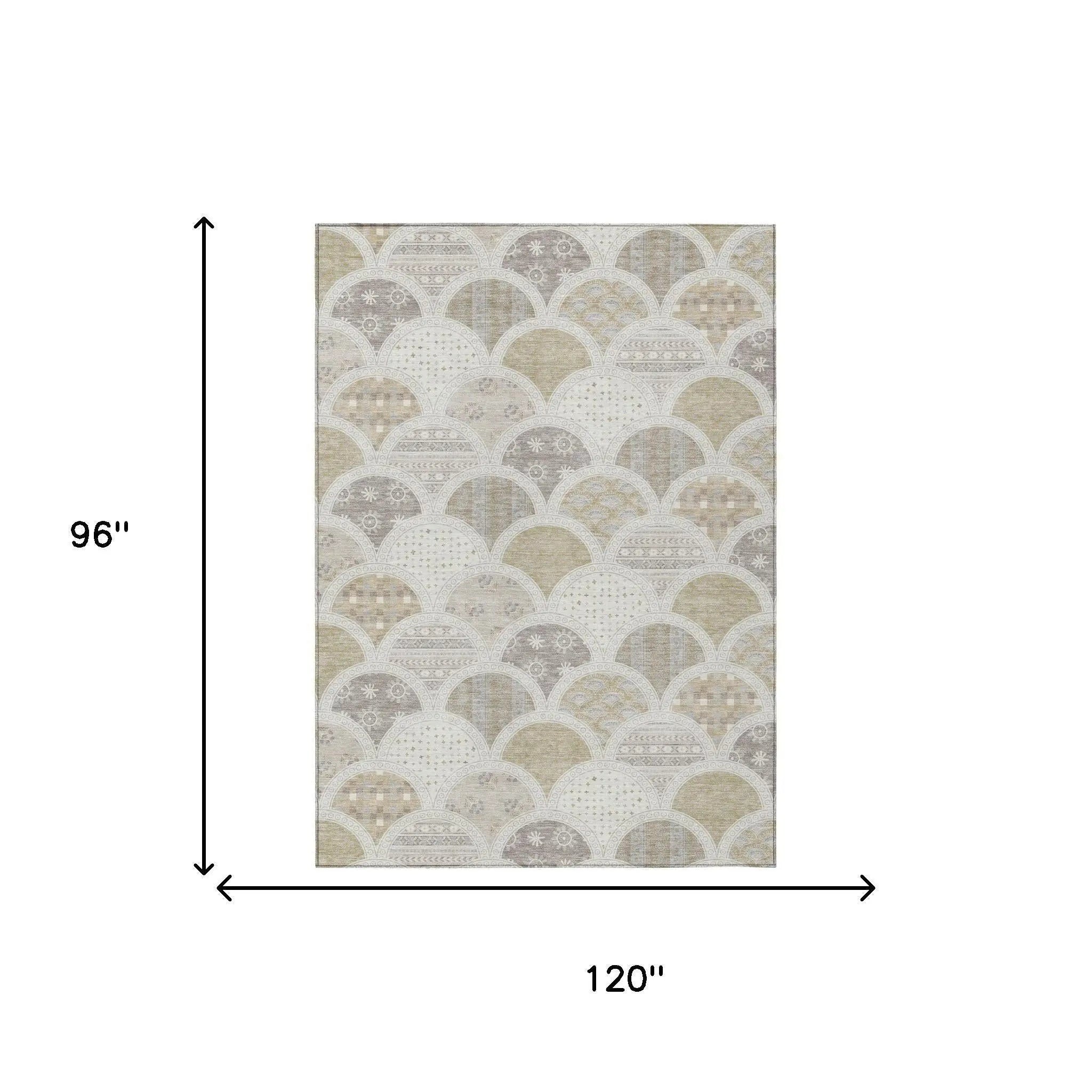 8' X 10' Ivory And Silver Geometric Washable Indoor Outdoor Area Rug Homeroots Outdoor