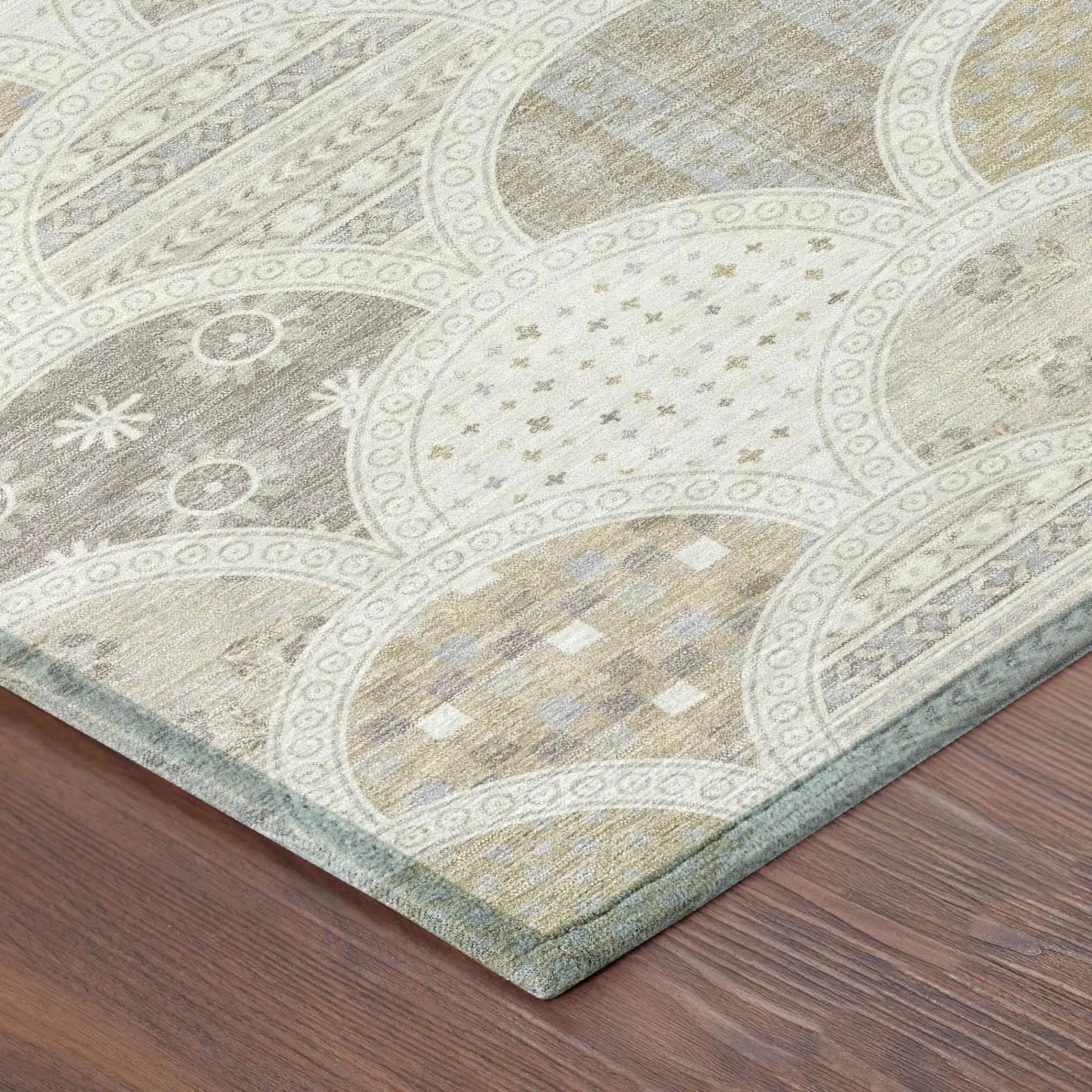 8' X 10' Ivory And Silver Geometric Washable Indoor Outdoor Area Rug Homeroots Outdoor