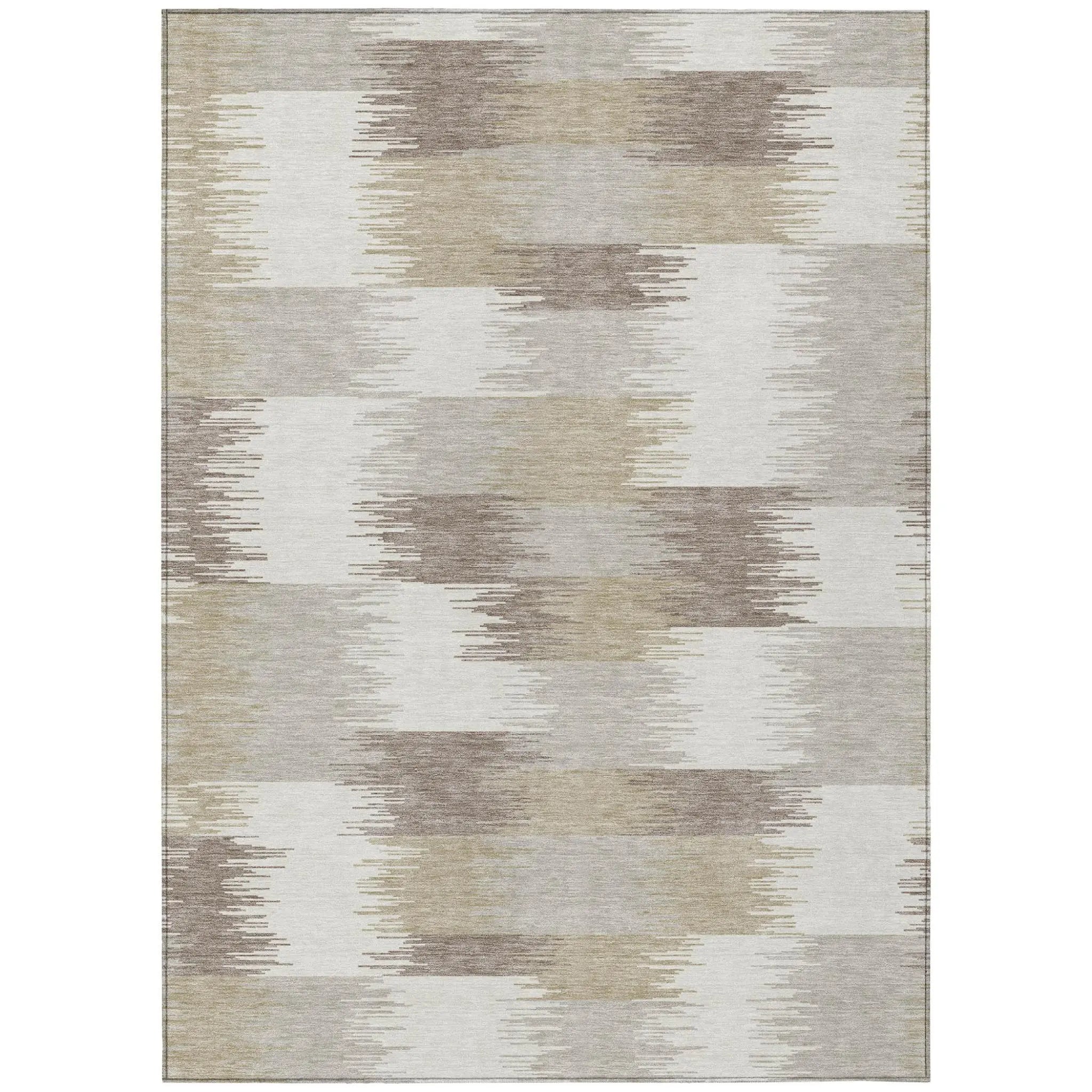 8' X 10' Ivory And Silver Geometric Washable Indoor Outdoor Area Rug Homeroots Outdoor