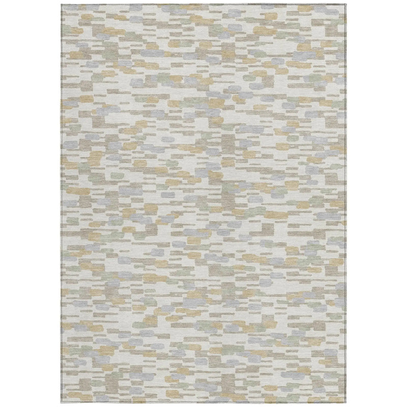 8' X 10' Ivory And Silver Geometric Washable Indoor Outdoor Area Rug Homeroots Outdoor