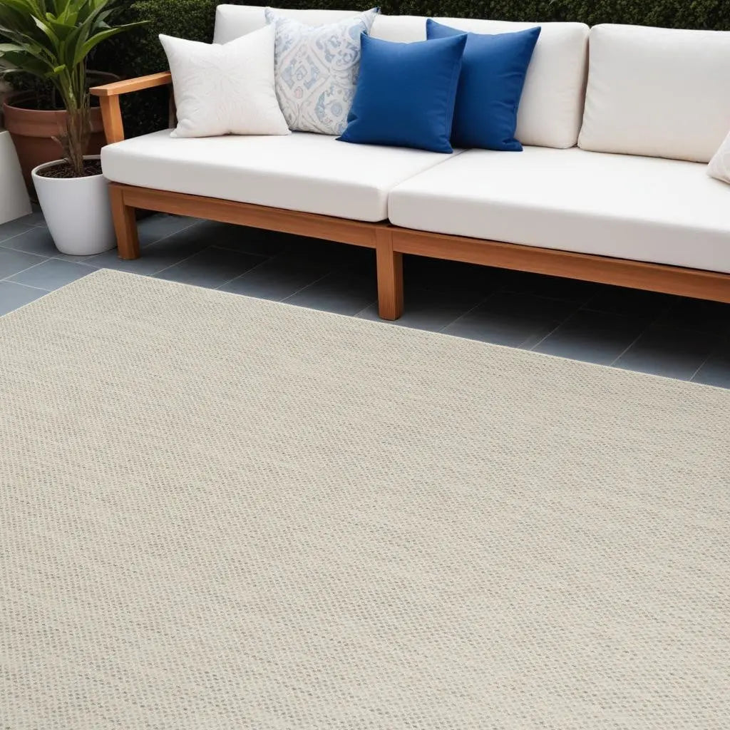 8' X 10' Ivory And Silver Indoor Outdoor Area Rug Homeroots Outdoor