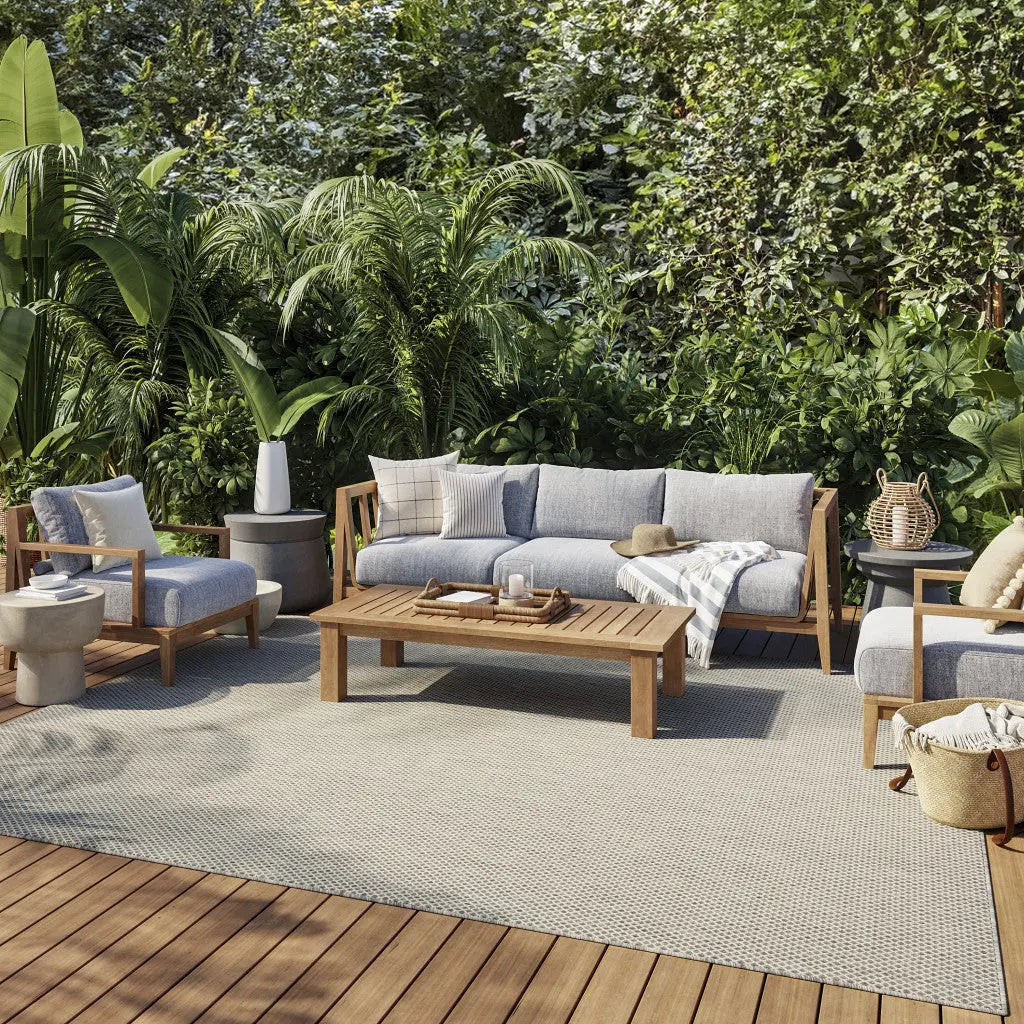 8' X 10' Ivory And Silver Indoor Outdoor Area Rug Homeroots Outdoor