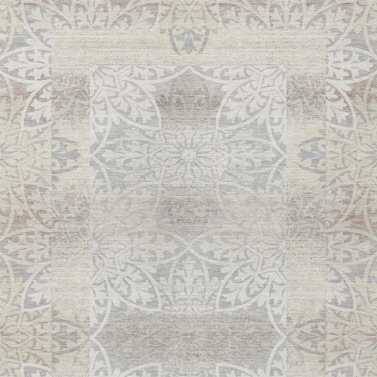 8' X 10' Ivory And Silver Oriental Washable Indoor Outdoor Area Rug Homeroots Outdoor