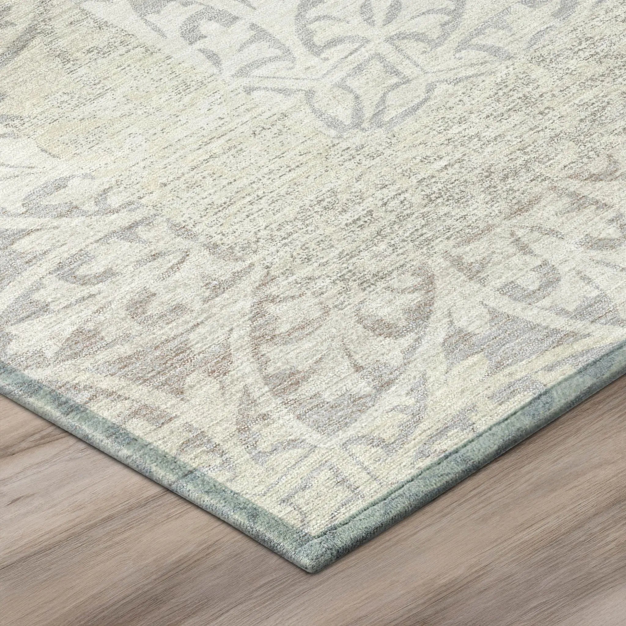 8' X 10' Ivory And Silver Oriental Washable Indoor Outdoor Area Rug Homeroots Outdoor