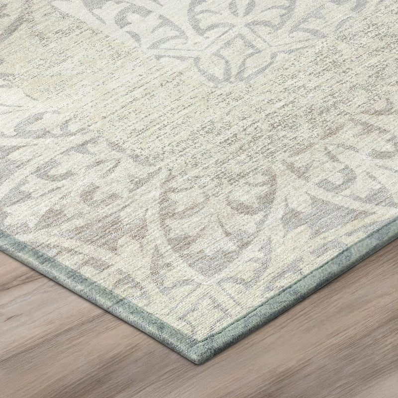 8' X 10' Ivory And Silver Oriental Washable Indoor Outdoor Area Rug Homeroots Outdoor